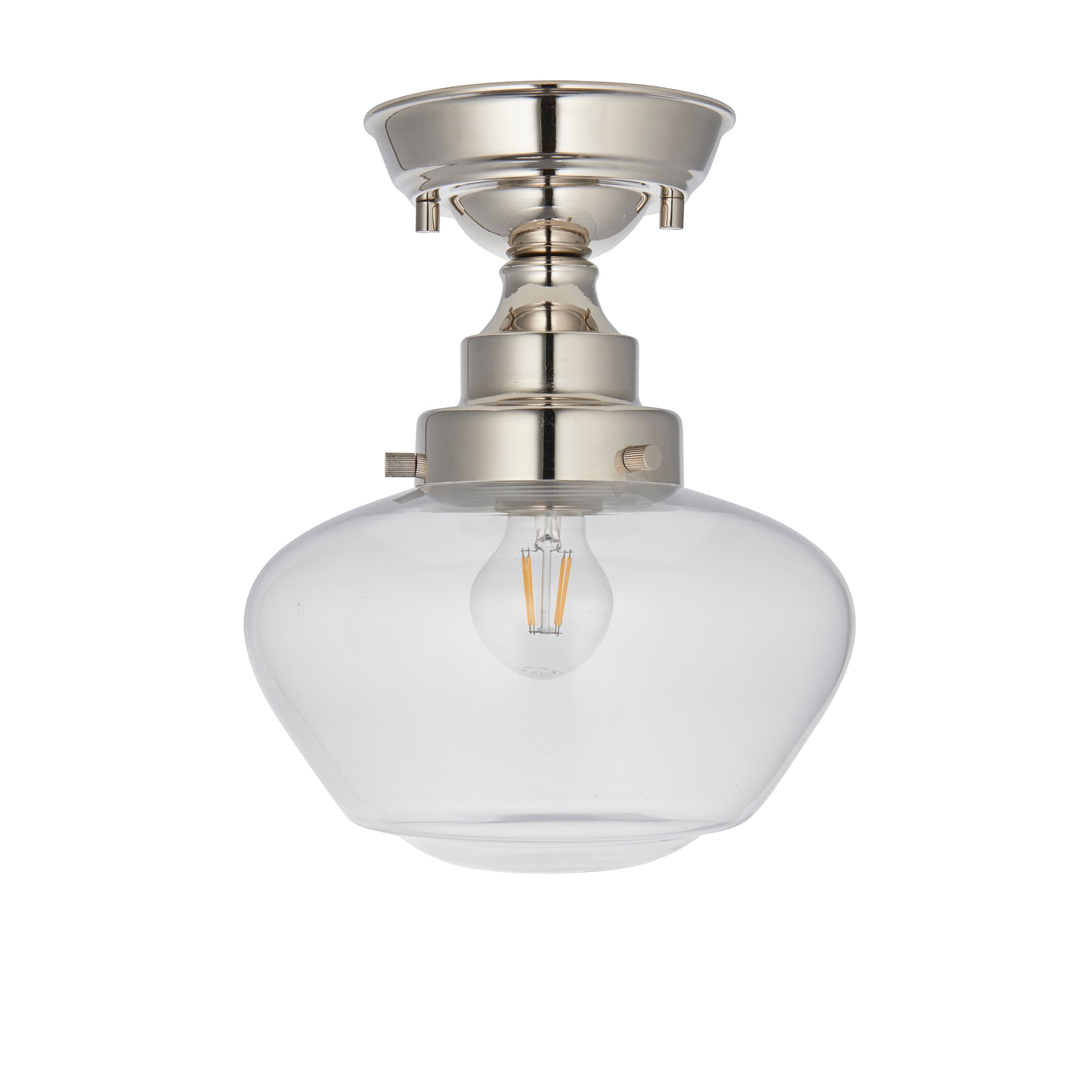 Camberley Nickel School House Semi Flush Ceiling Light