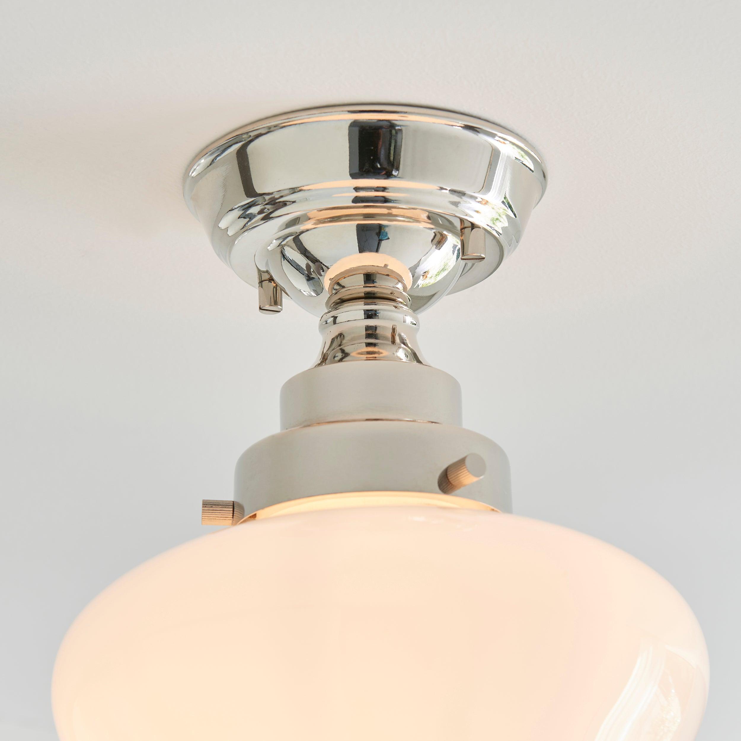Camberley Semi-Flush School House Chrome Pendant With Opal Glass-warehouse-40