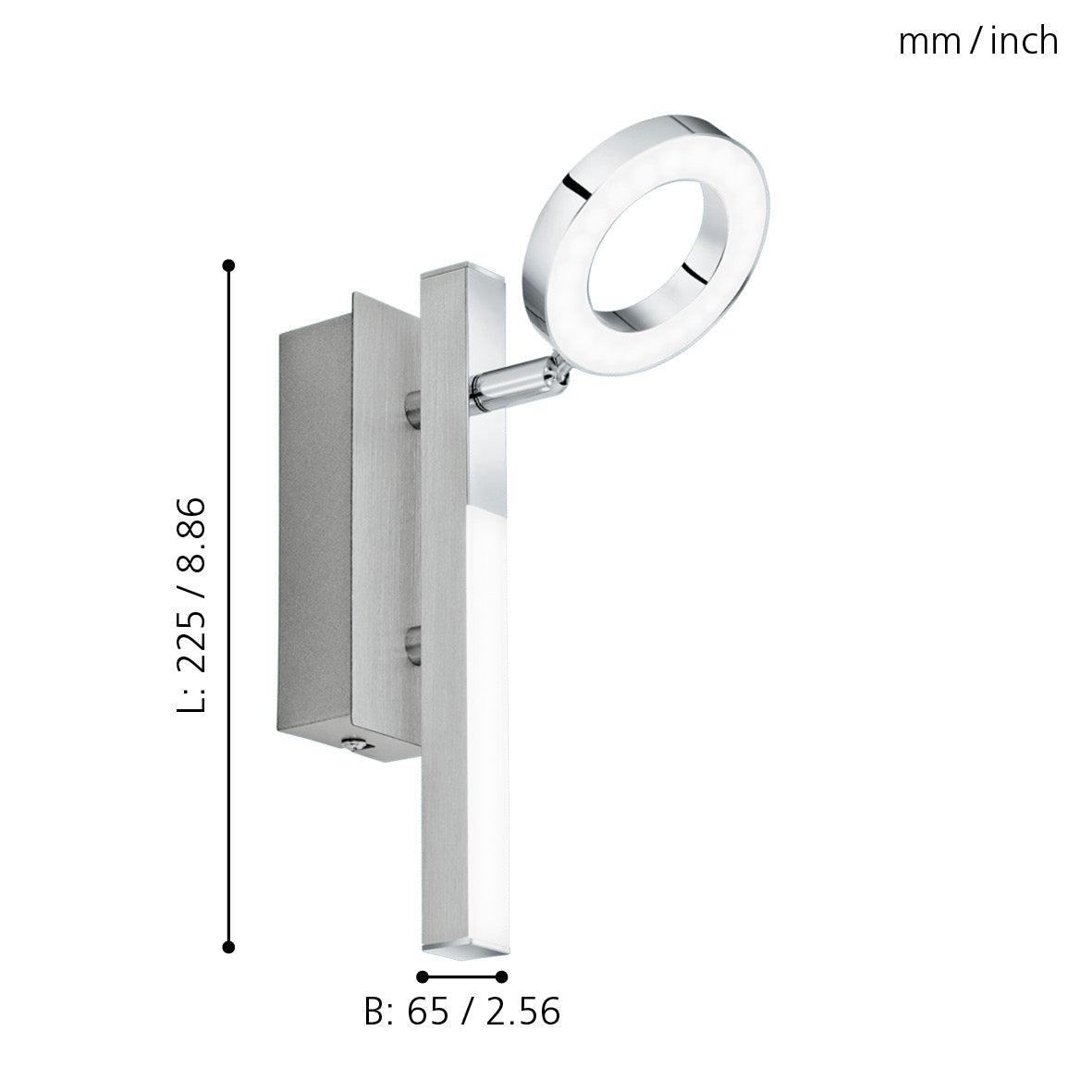 eglo cardillio 1 integrated led chrome wall spotlight living room image