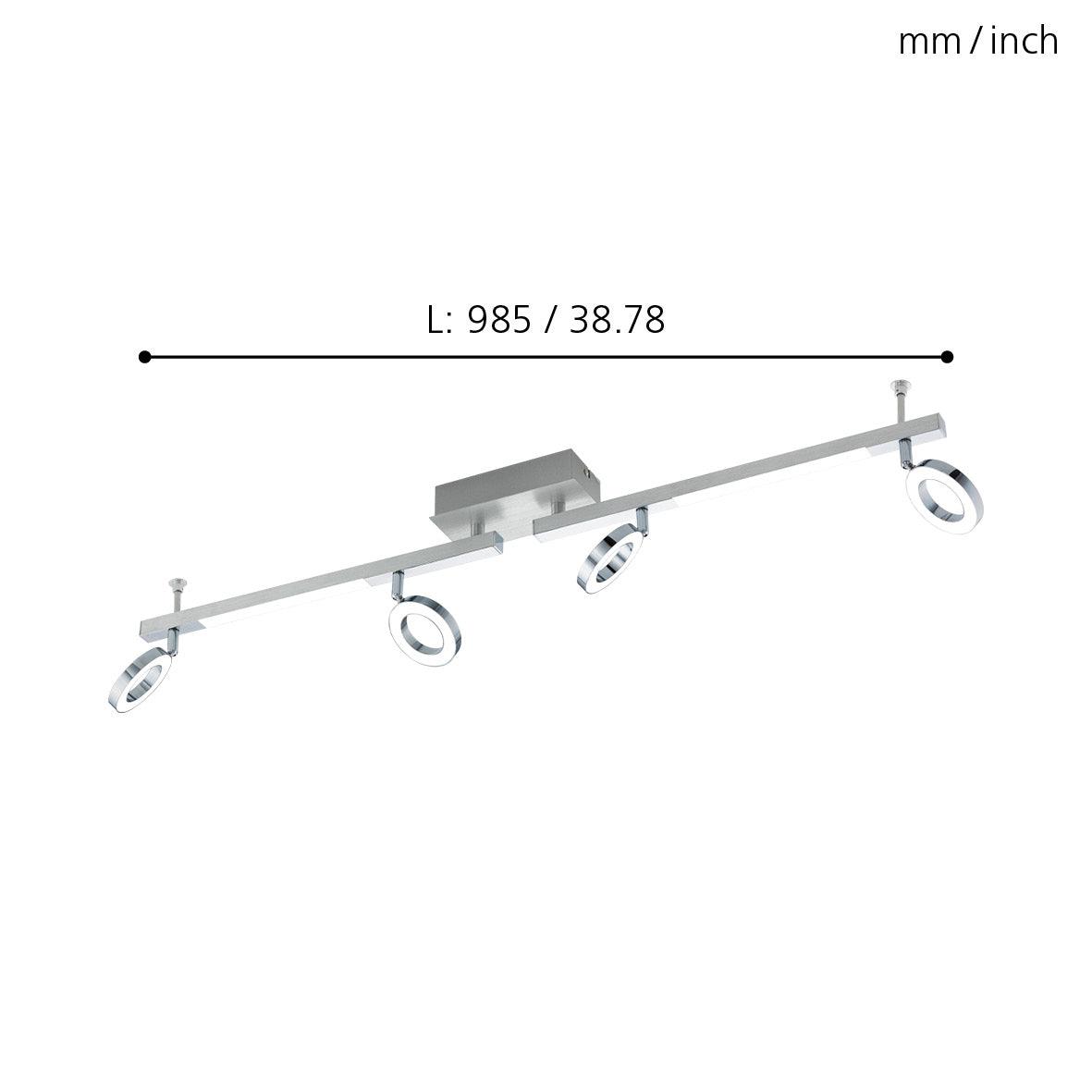 eglo cardillio 1 integrated led chrome 4 light bar spotlight living room close up