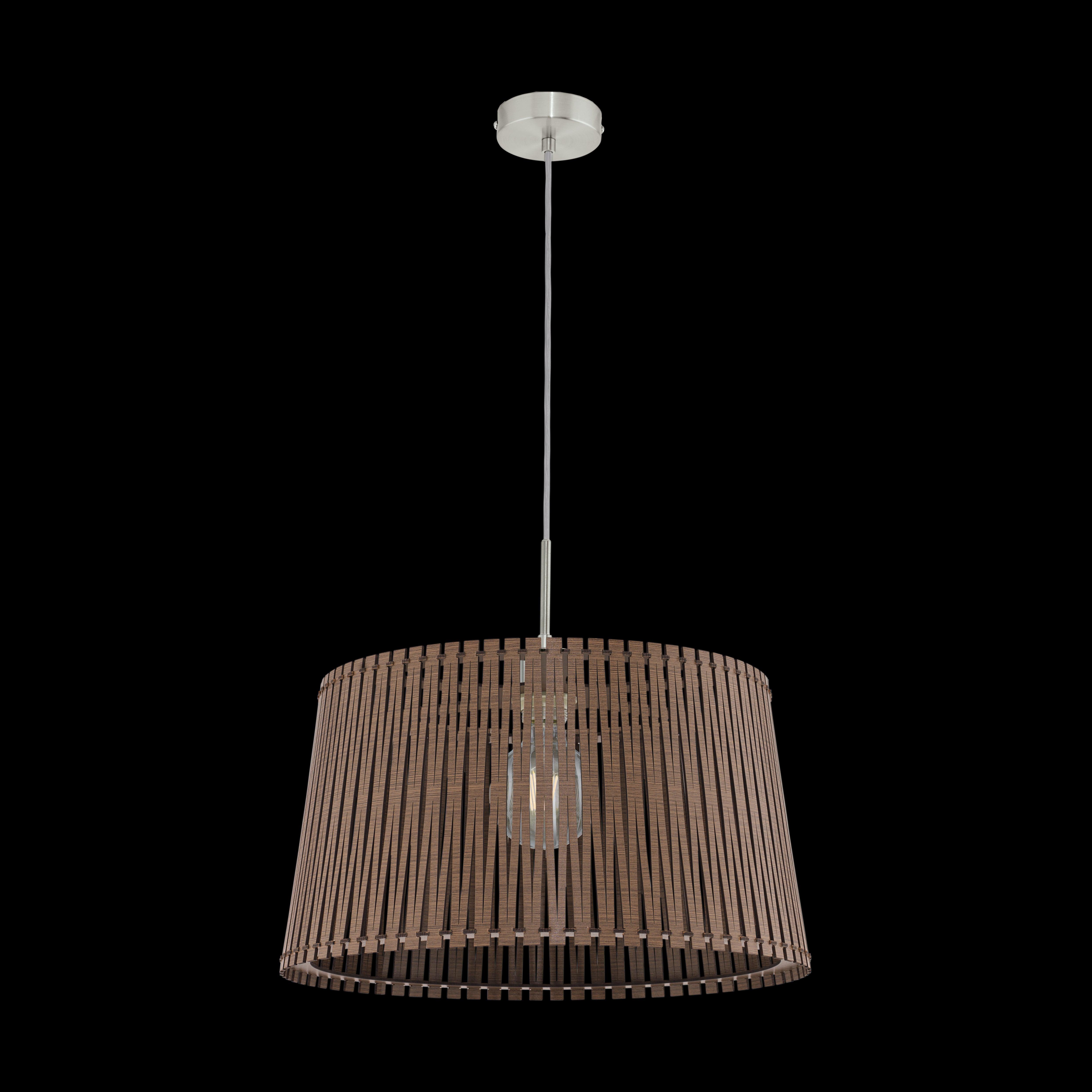 eglo sendero brown wooden slat lampshade pendant living room close up