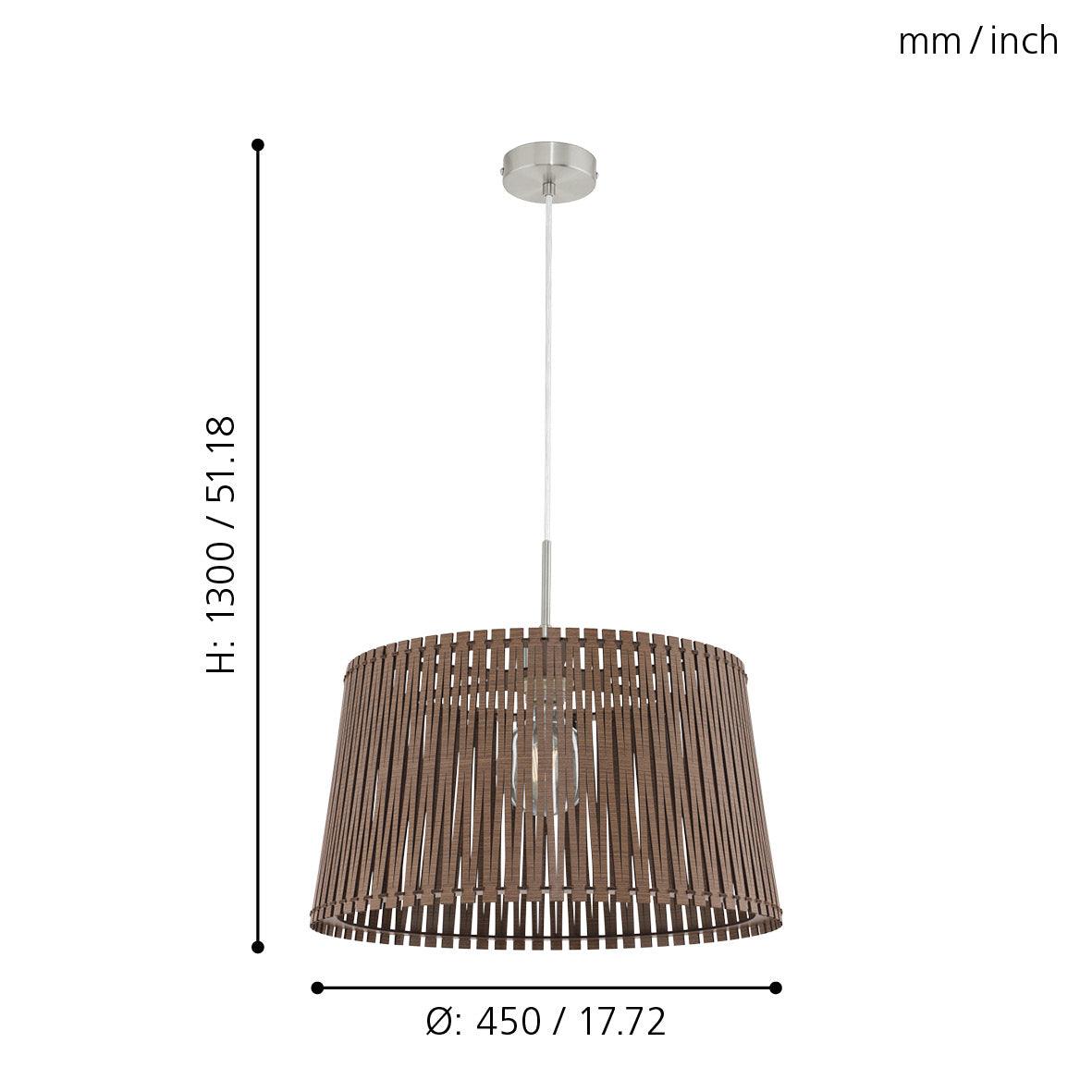 eglo sendero brown wooden slat lampshade pendant kitchen lighting