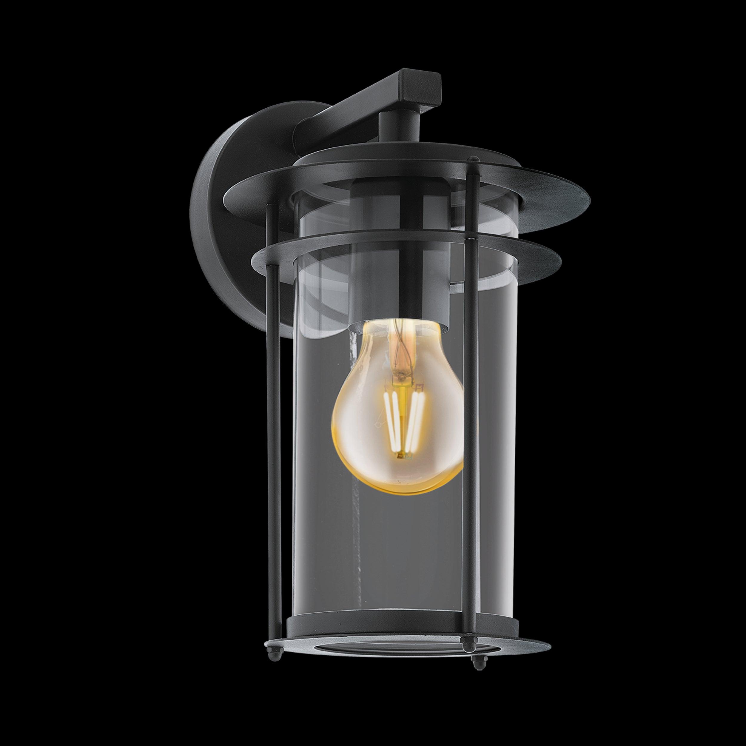 eglo valdeo ip44 black outdoor wall light living room close up