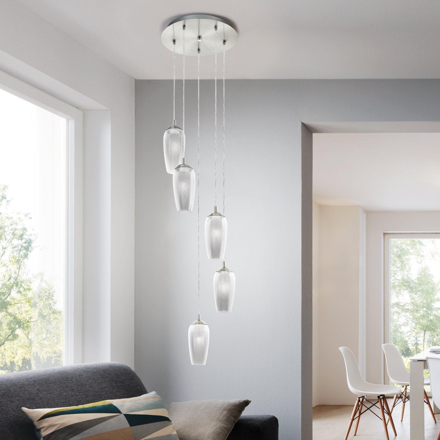 eglo farsala 5 light smoked black clear glass ceiling pendant