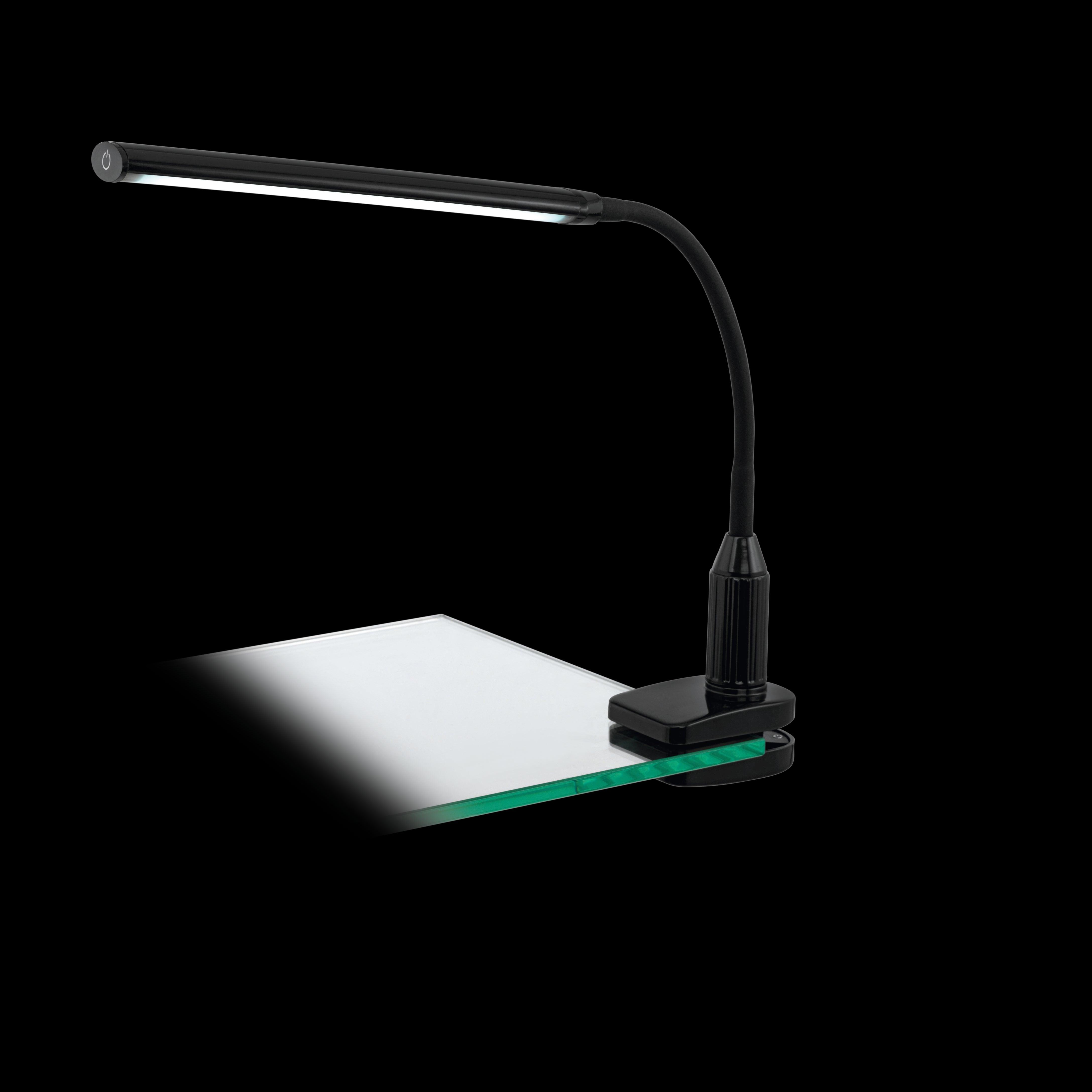 eglo laroa black led flexible table clamp task lamp living room close up