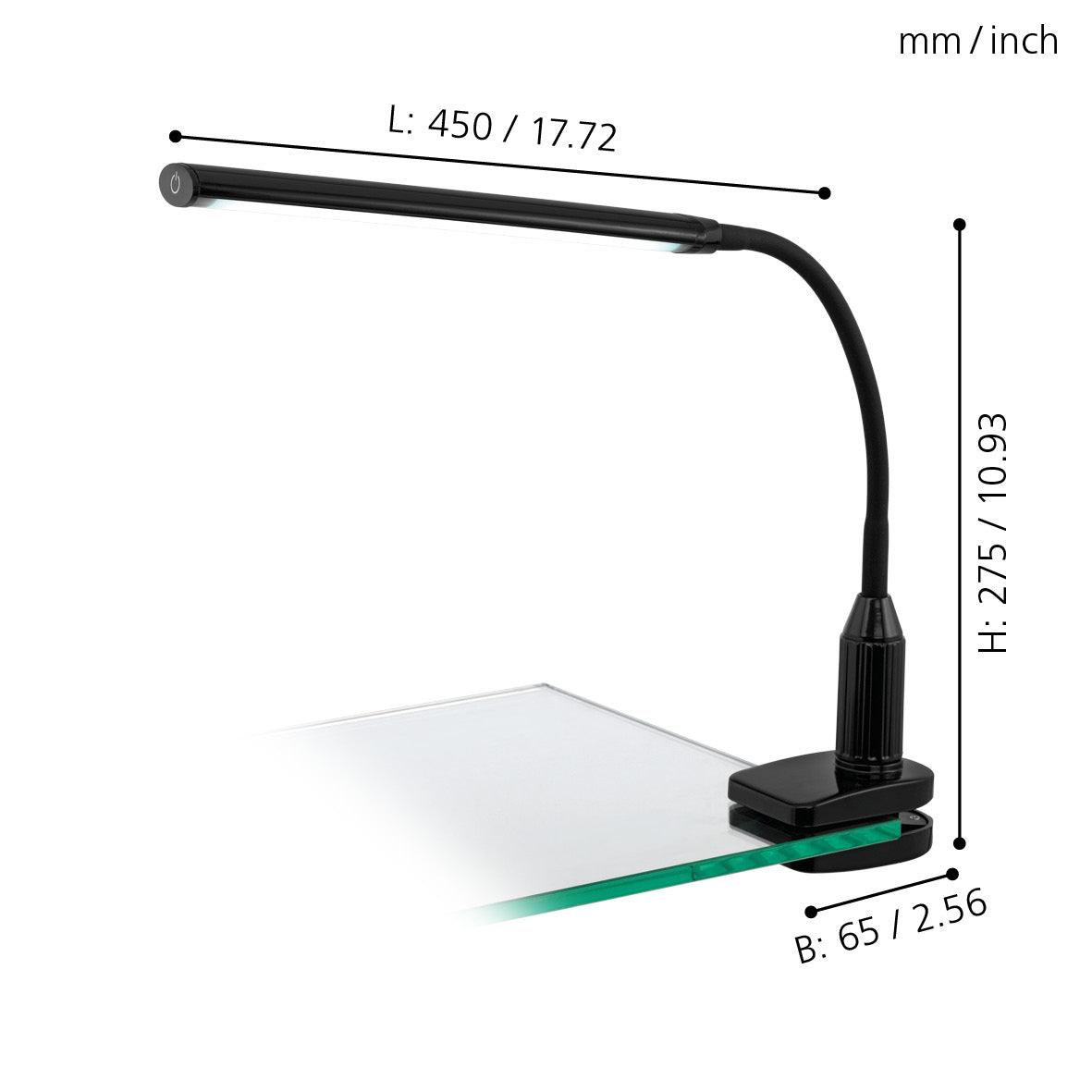 eglo laroa black led flexible table clamp task lamp kitchen lighting