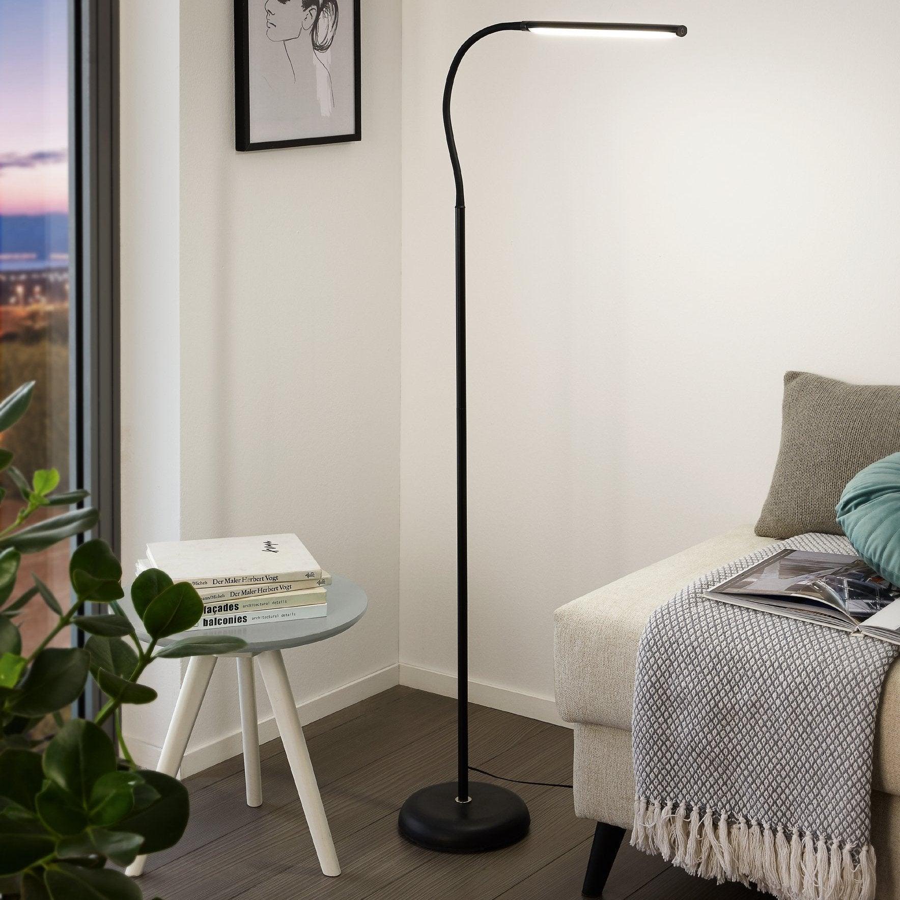 eglo laroa black led adjustable touch floor lamp