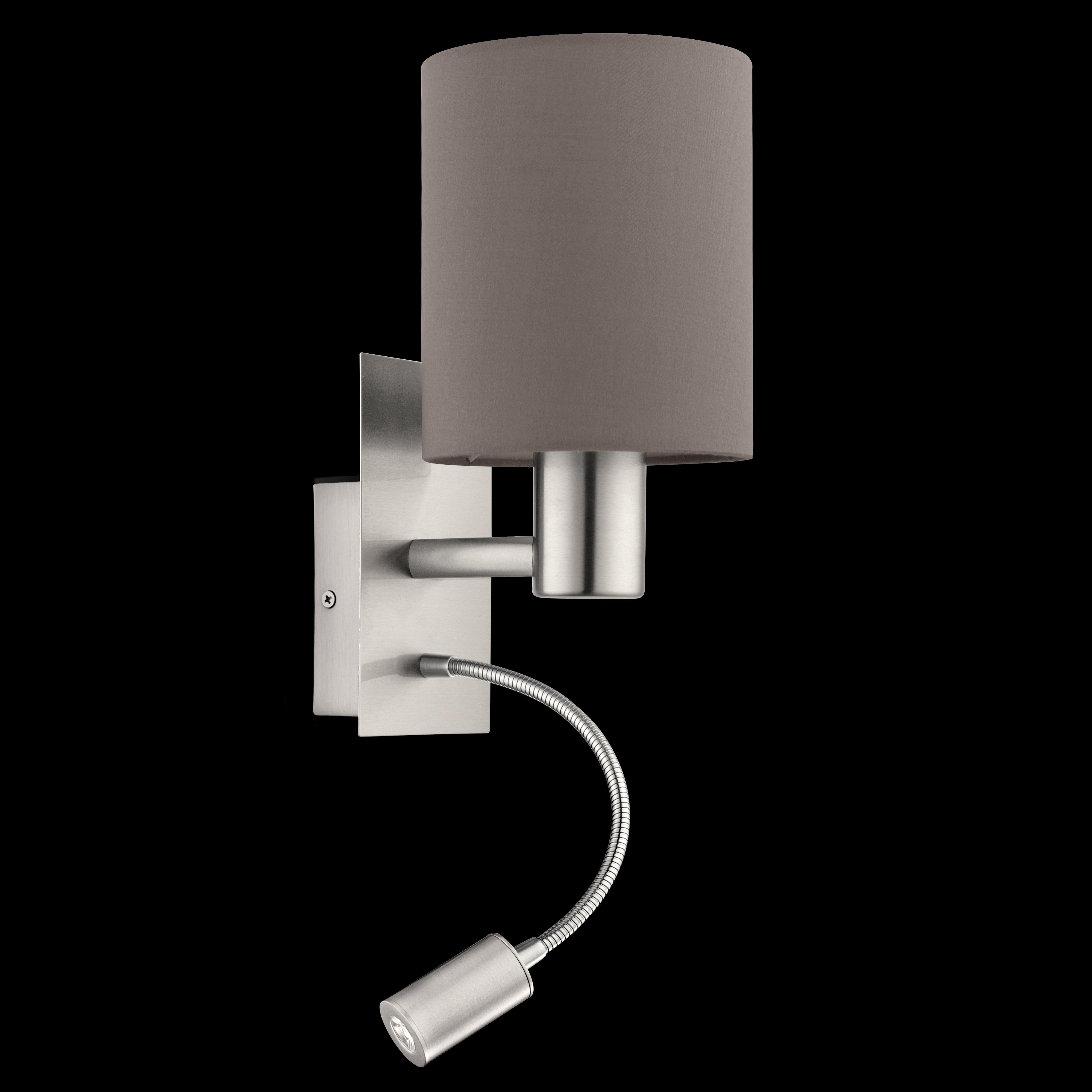 eglo pasteri nickel brown shade wall light with reading light living room image