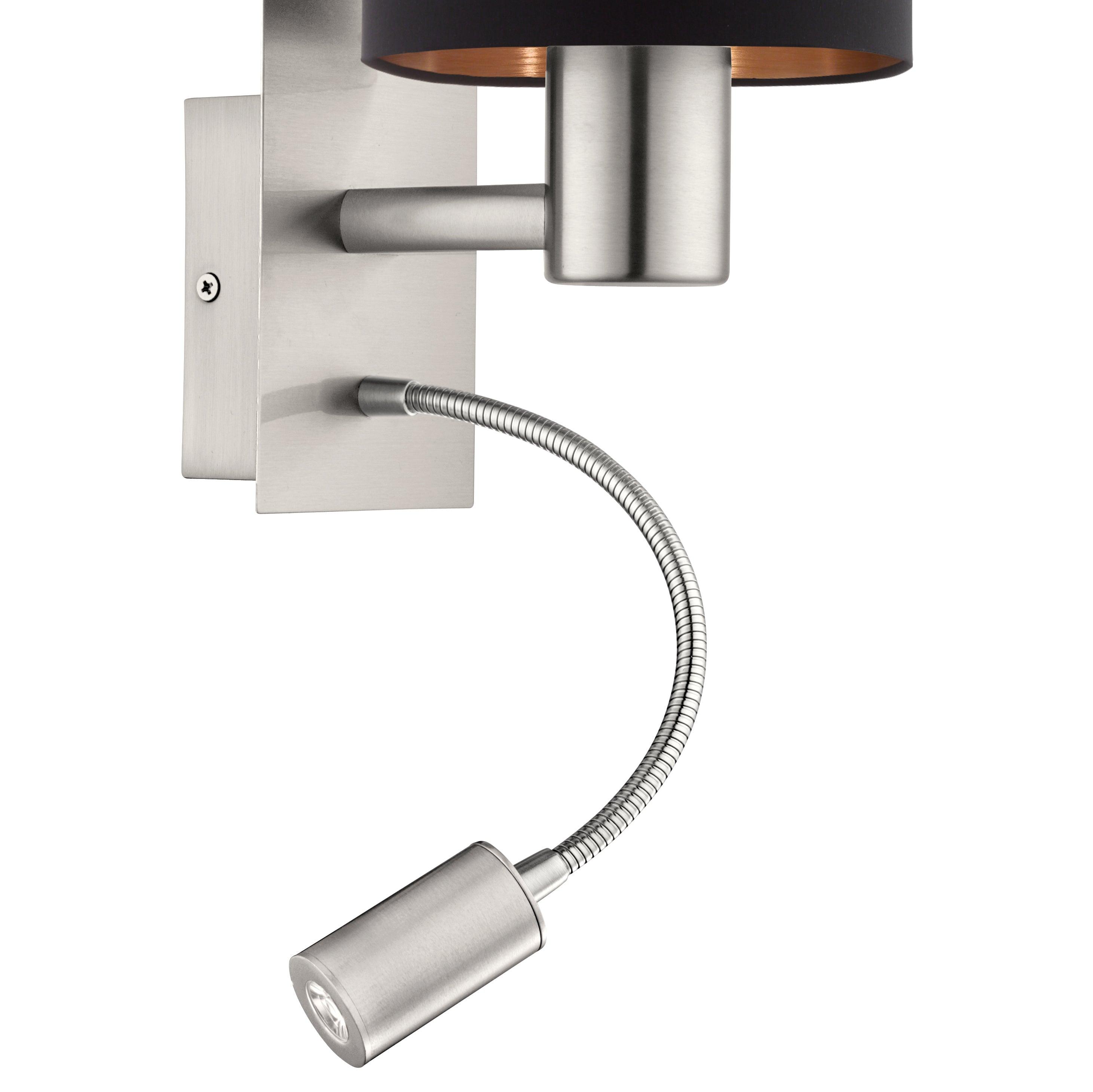 eglo pasteri nickel black shade wall light with reading light Kitchen Lighting Close Up