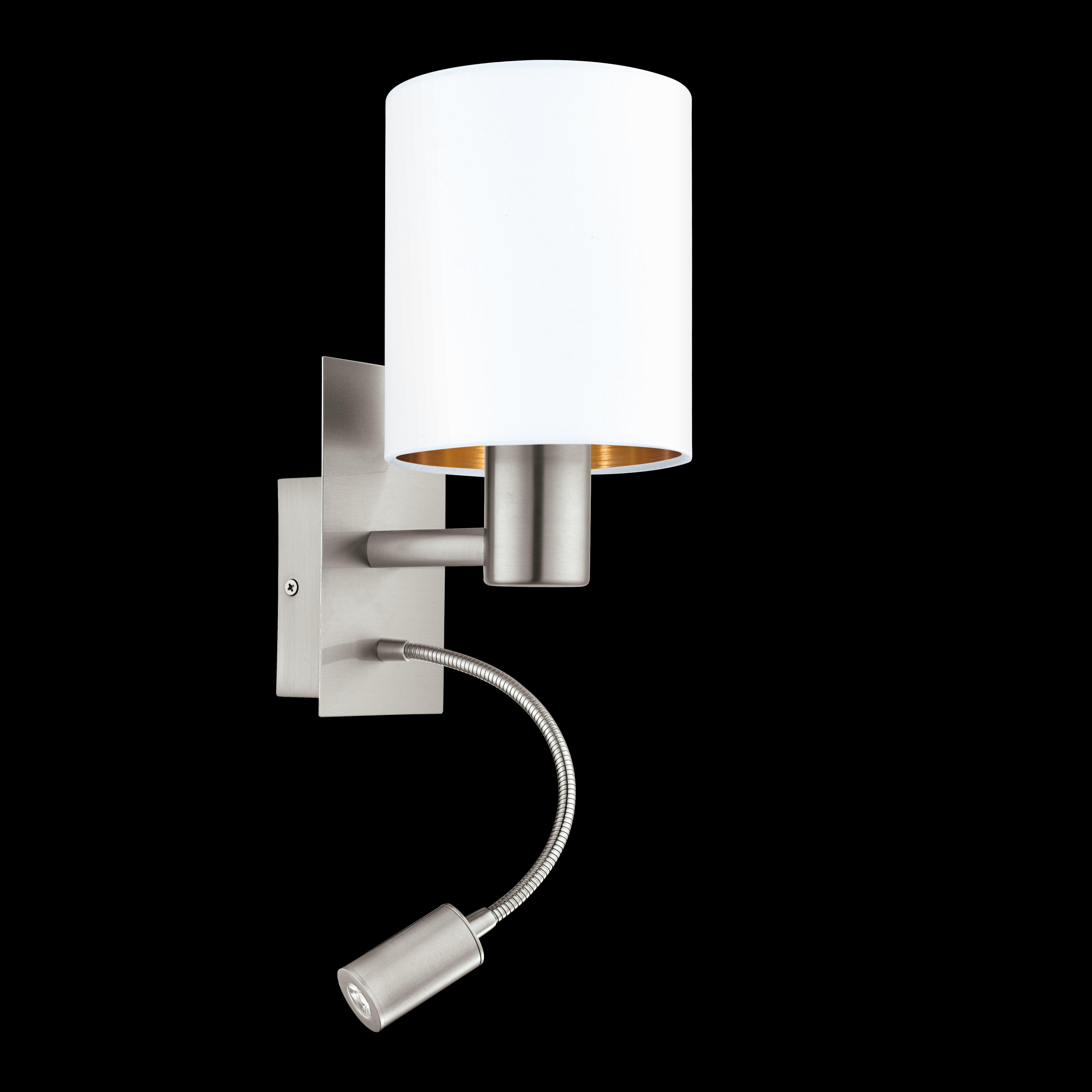 eglo pasteri nickel wall light with white gold shade living room image