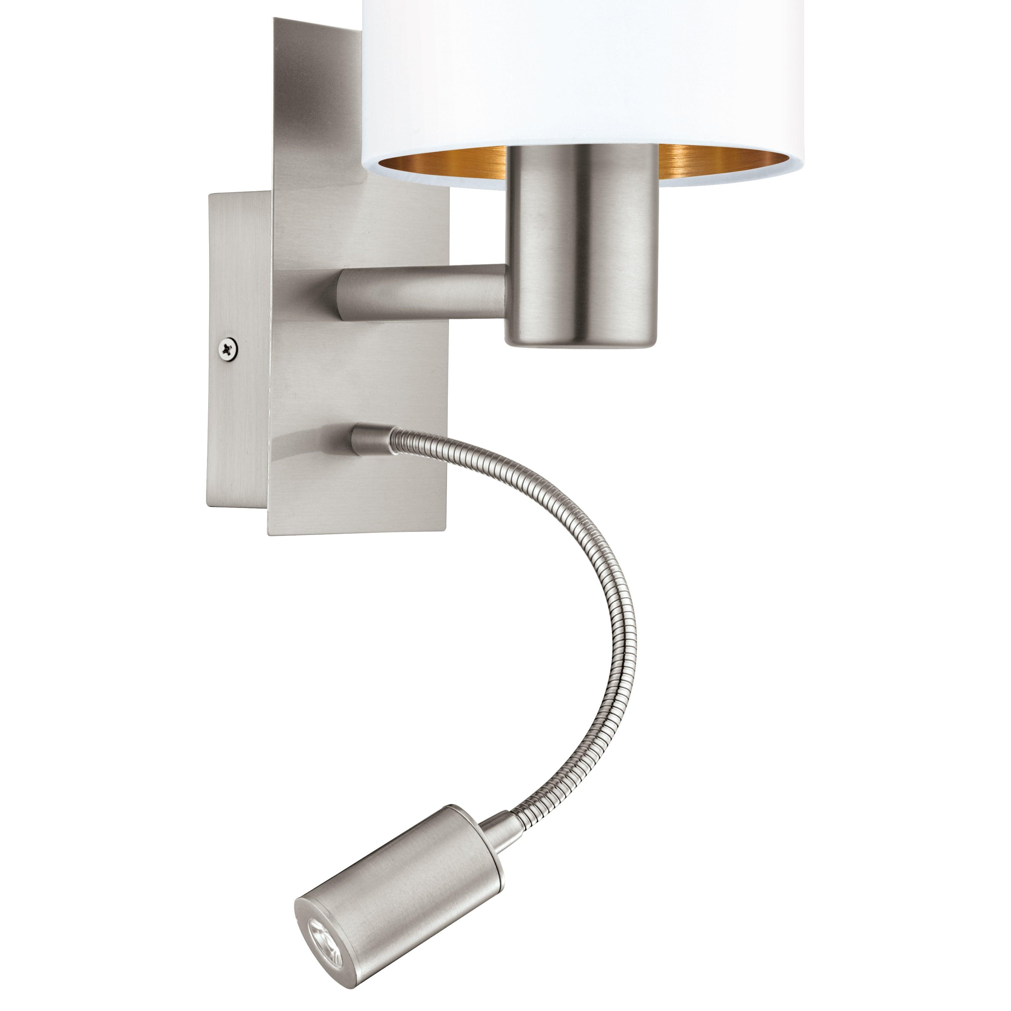 eglo pasteri nickel wall light with white gold shade kitchen lighting