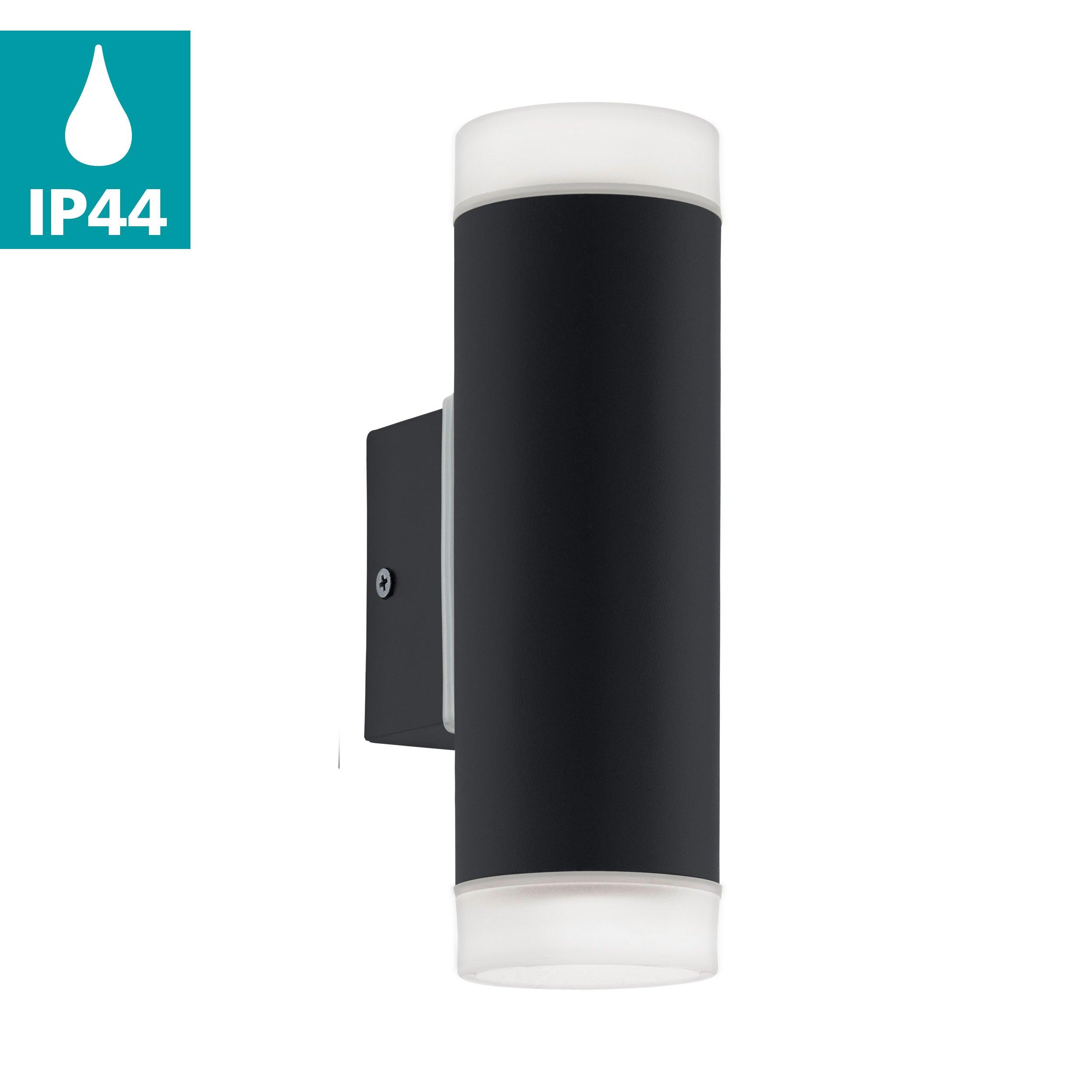 eglo riga led ip54 black up down outdoor wall light kitchen lighting