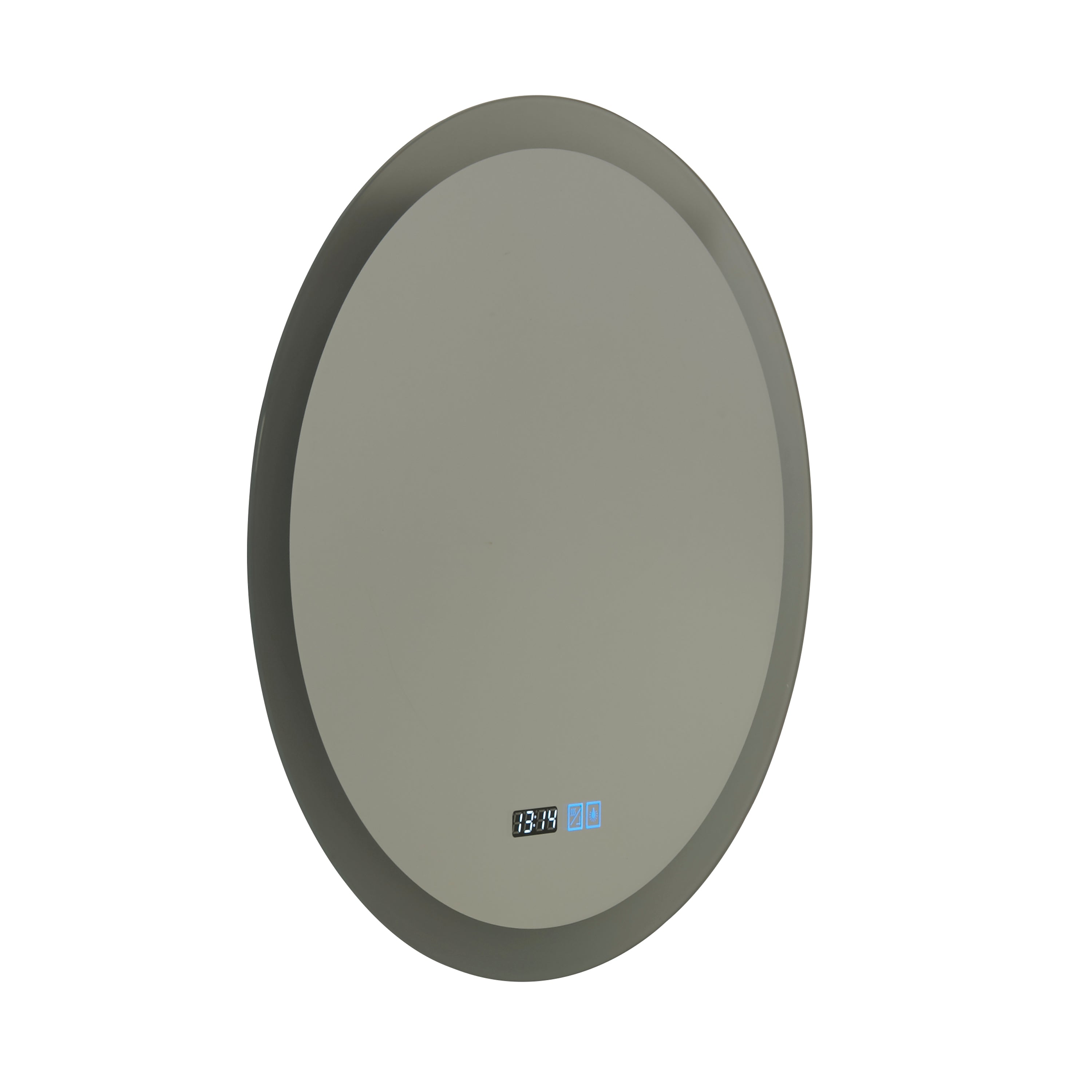 Searchlight Round Bathroom Mirror With Digital Clock & Demister Pad