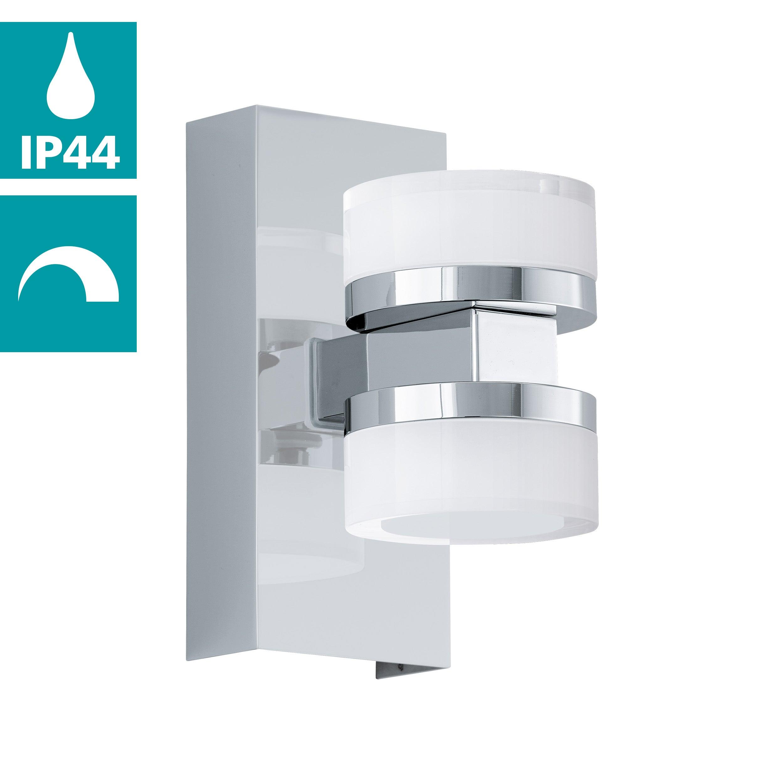 eglo romendo 1 chrome led bathroom wall light ip44 living room close up
