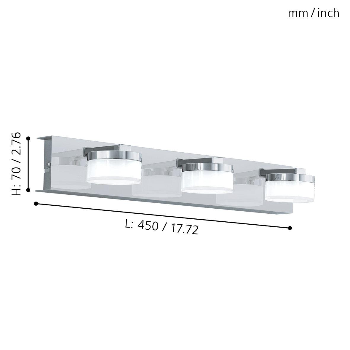 eglo romendo 1 chrome ip44 led bathroom triple wall light Kitchen Lighting Close Up
