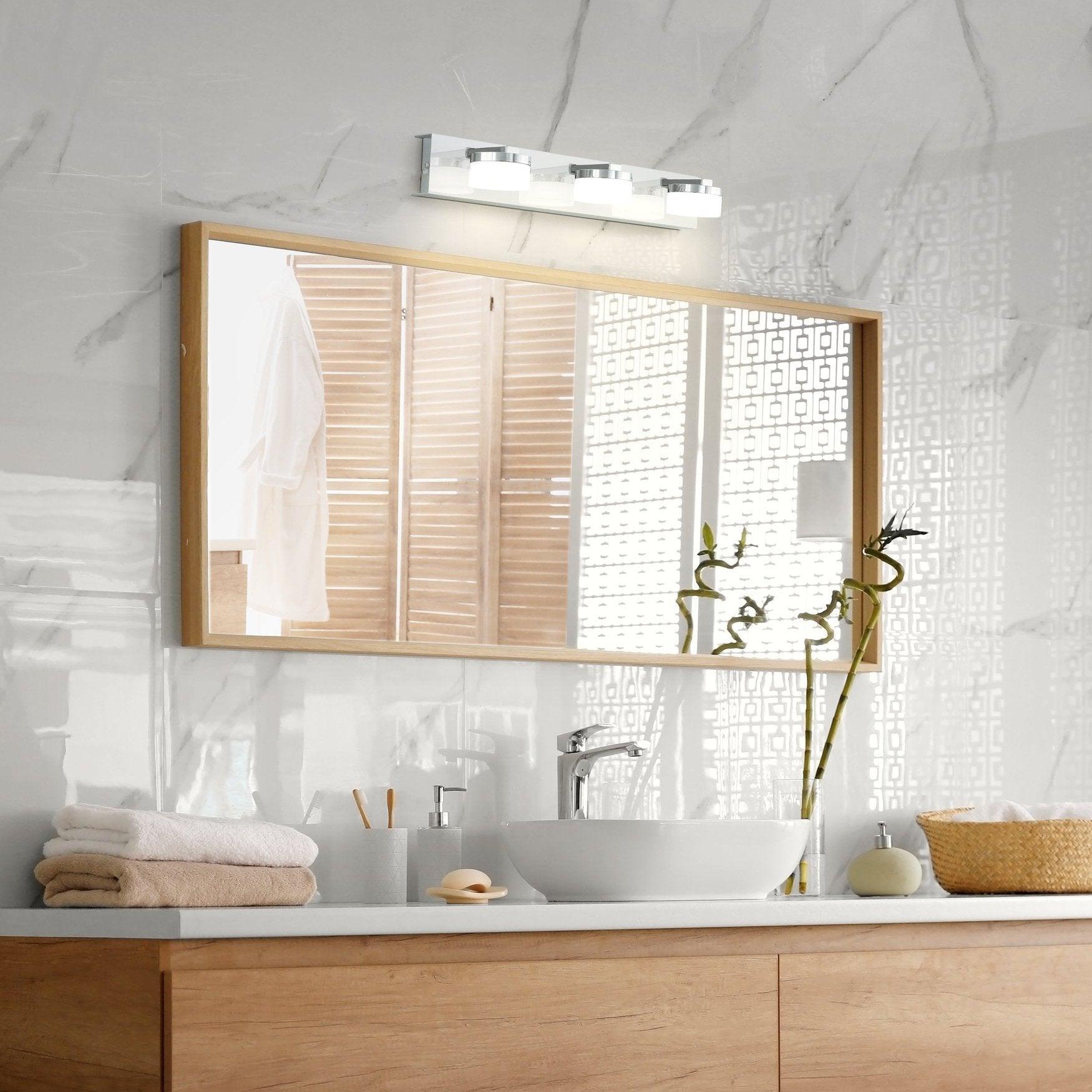 eglo romendo 1 chrome ip44 led bathroom triple wall light