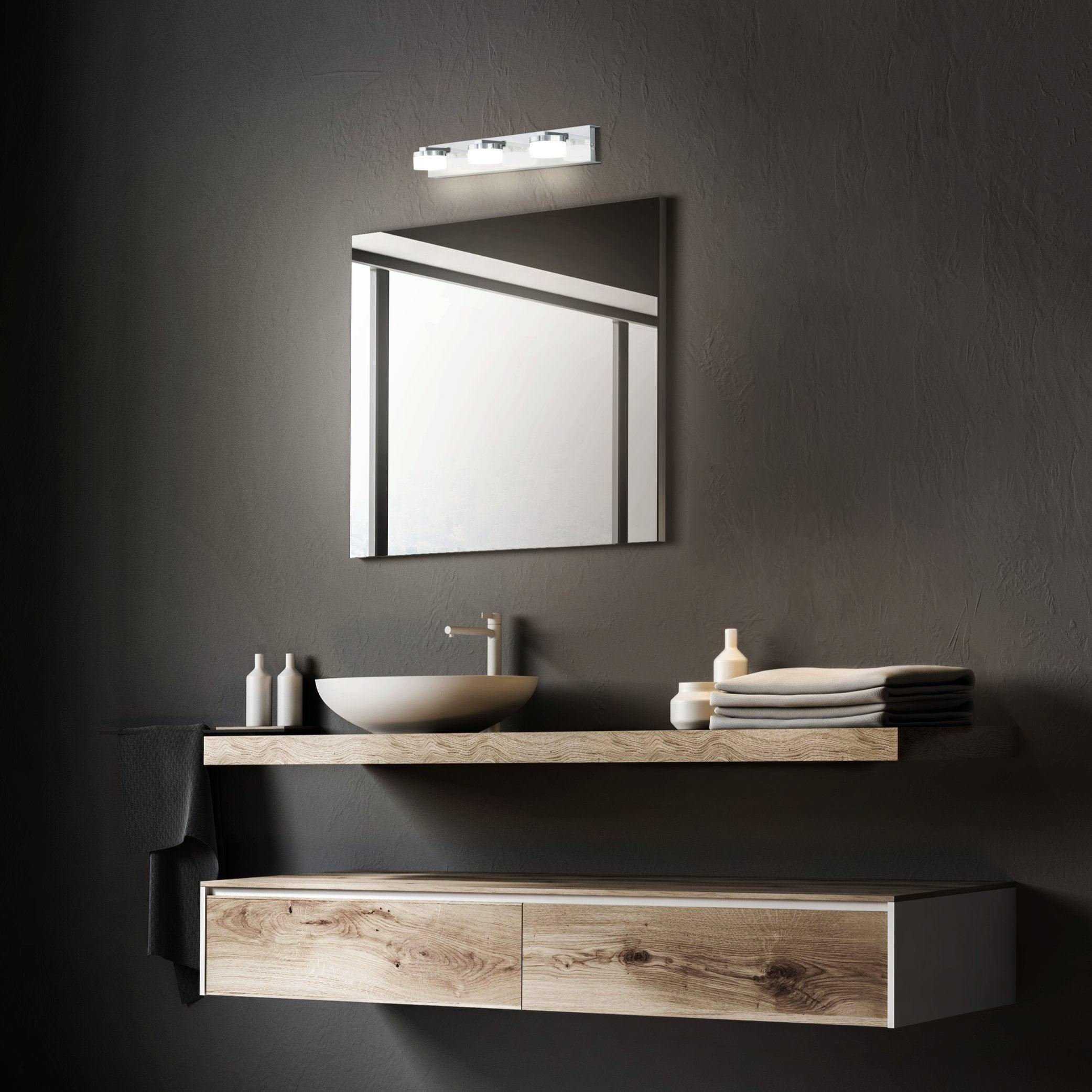 eglo romendo 1 chrome ip44 led bathroom triple wall light living room close up