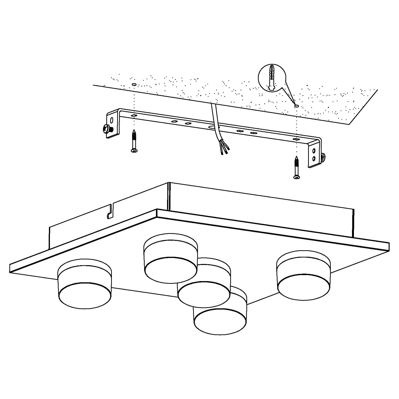 eglo romendo 1 5 light square led chrome ceiling flush kitchen lighting