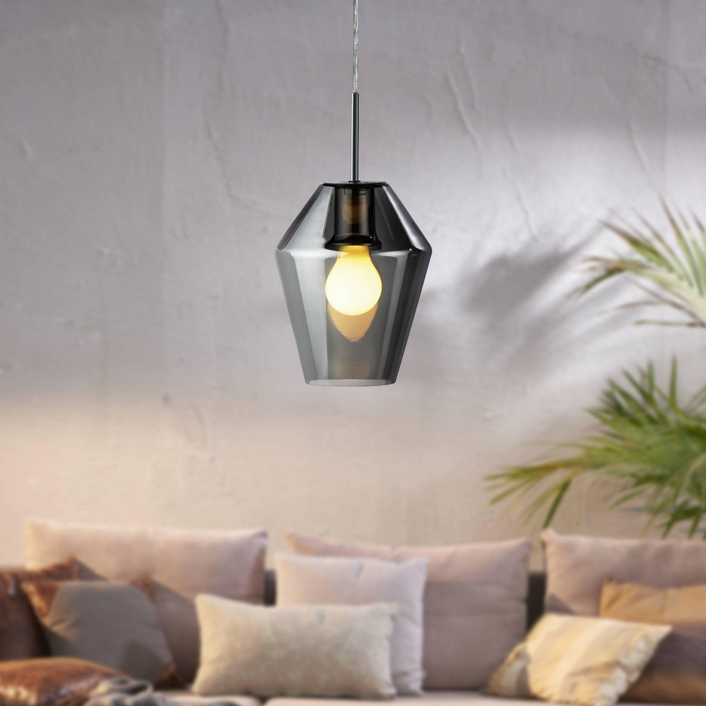 eglo murmillo conical smoked black glass ceiling pendant