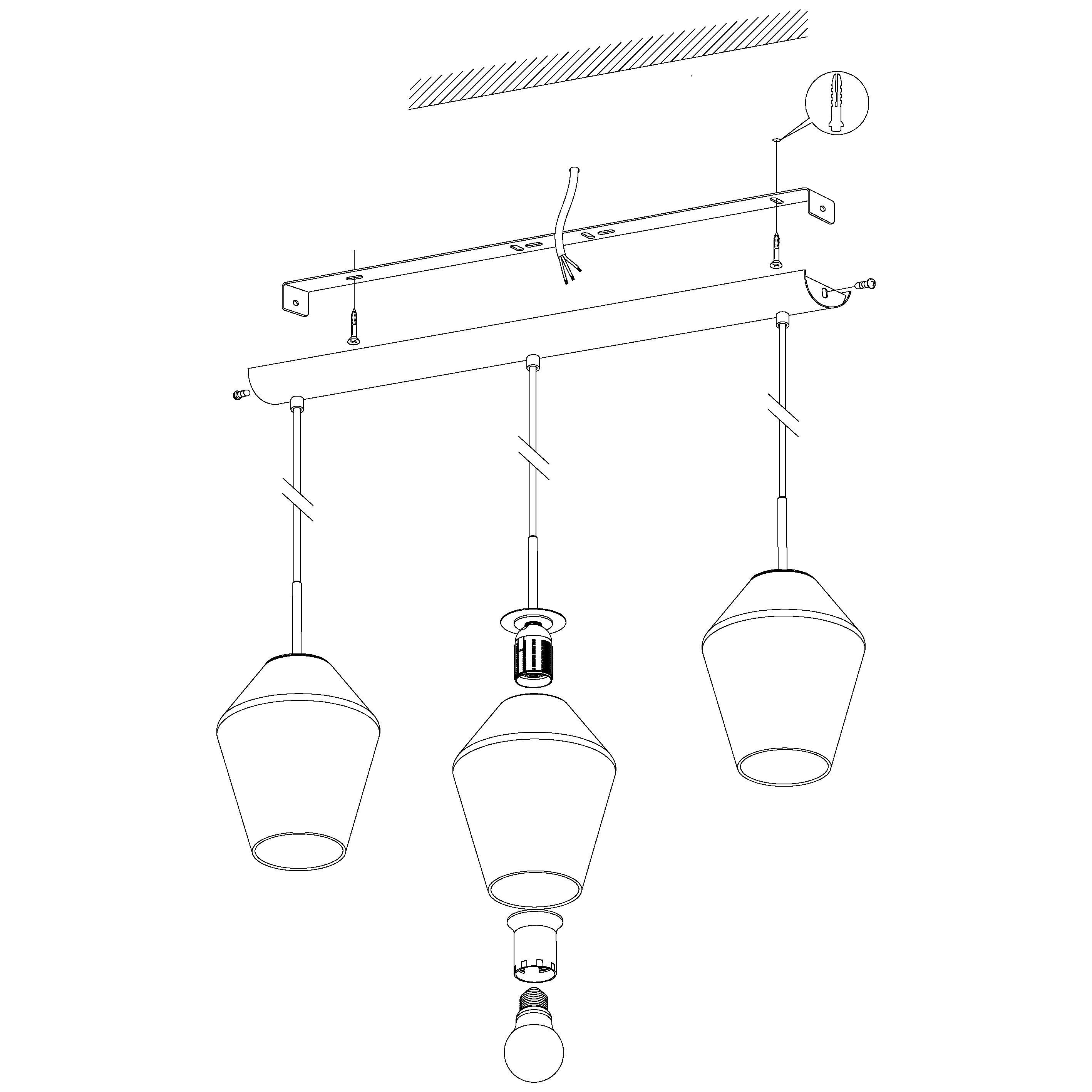 eglo murmillo 3 light conical smoked black glass pendant hallway lighting