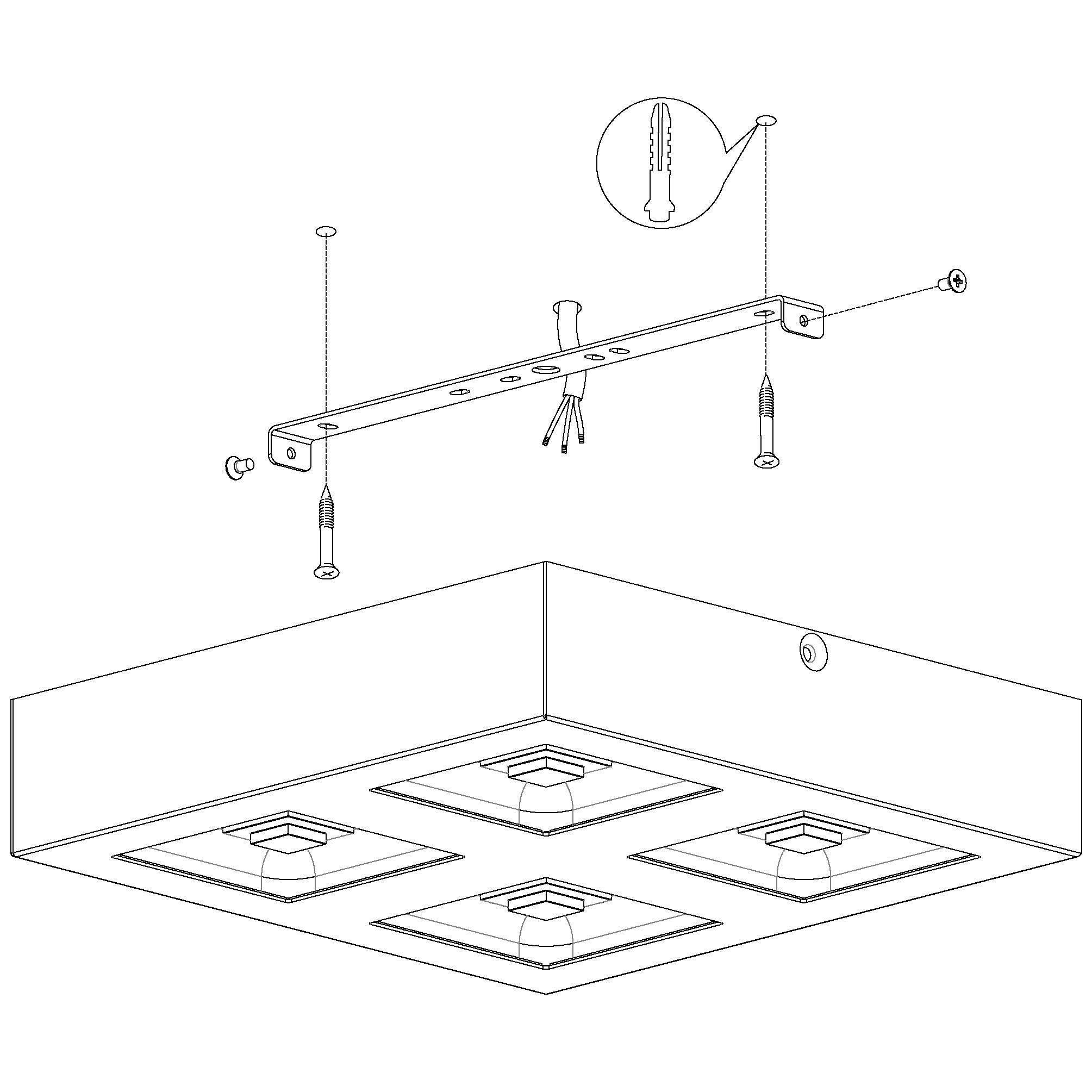 eglo ferreros square white led flush 27cm Kitchen Lighting Close Up