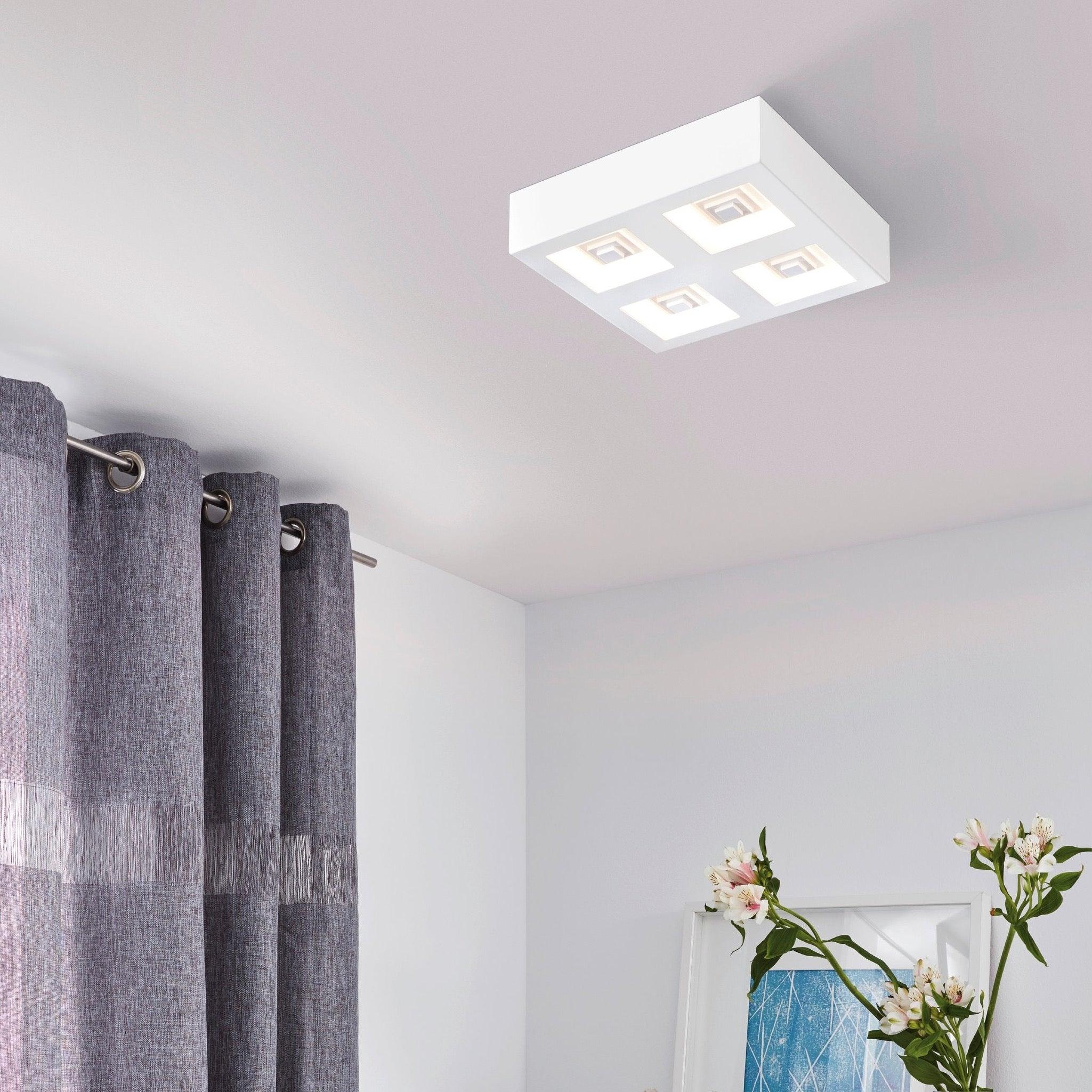 eglo ferreros square white led flush 27cm
