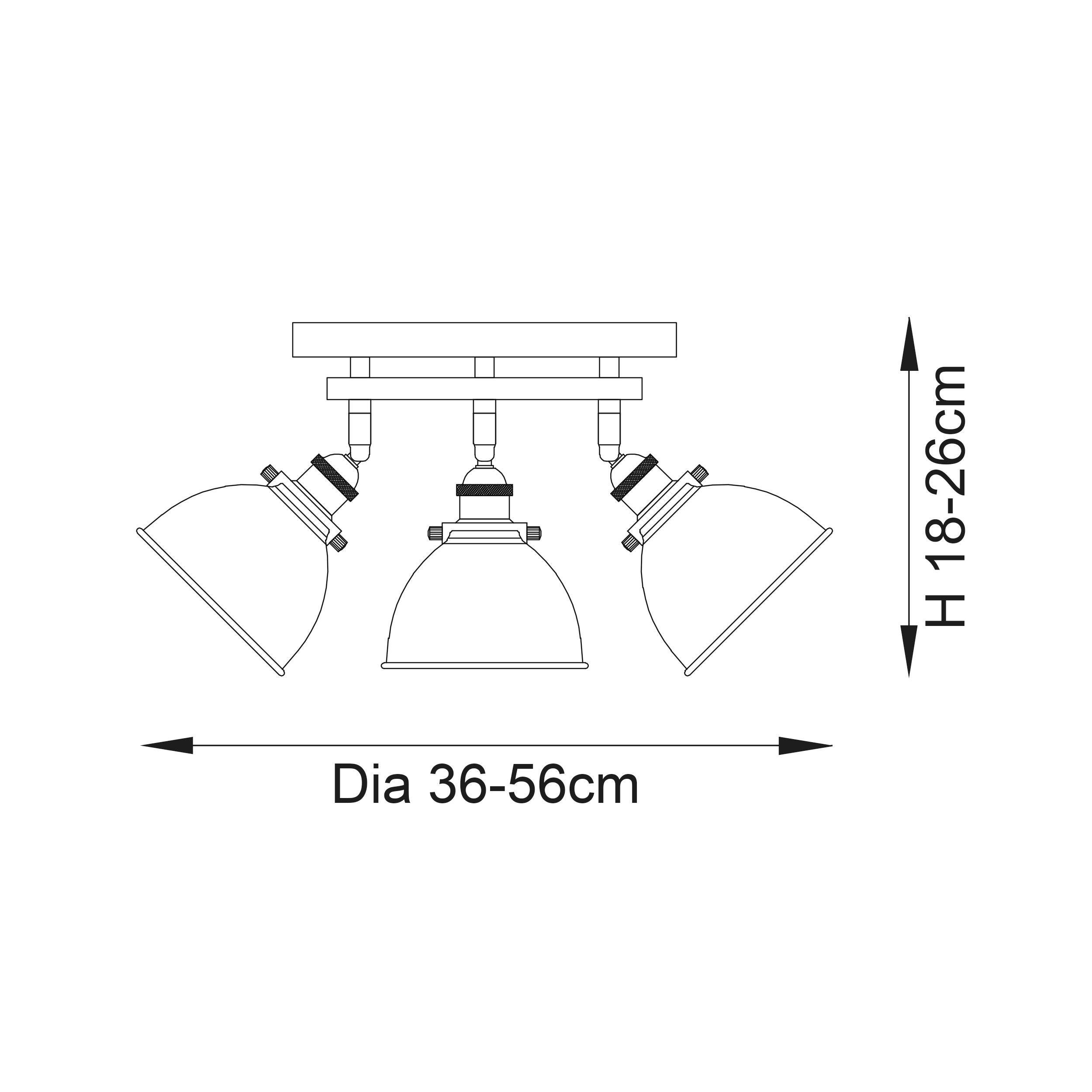 wyatt 3 light brass industrial style spot light by Endon Lighting Living Room Unlit Shot