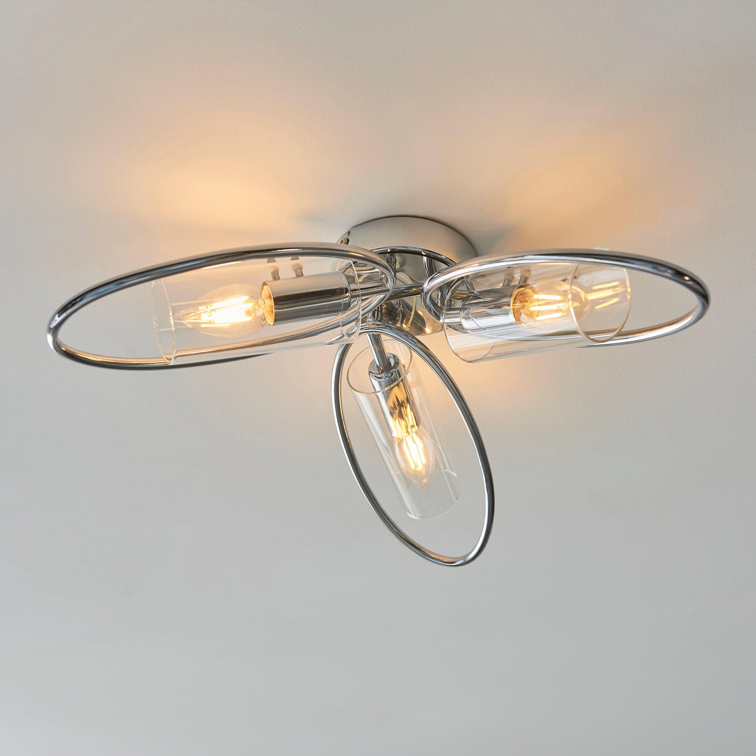 Endon Amari 3 Light Semi Flush Chrome Ceiling Light Living room Living Room Image 6