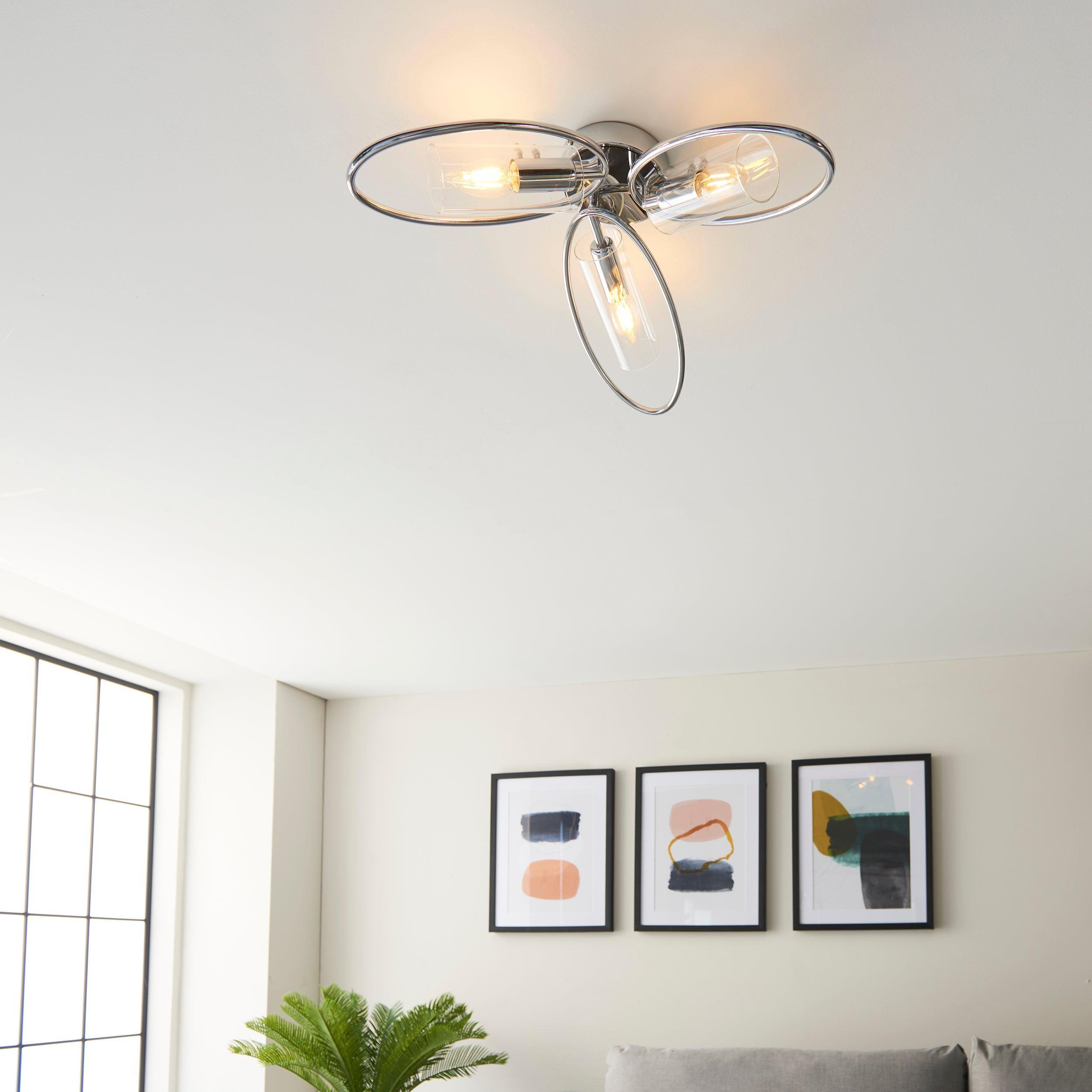 amari 3 light semi flush ceiling light by Endon Lighting Living room image