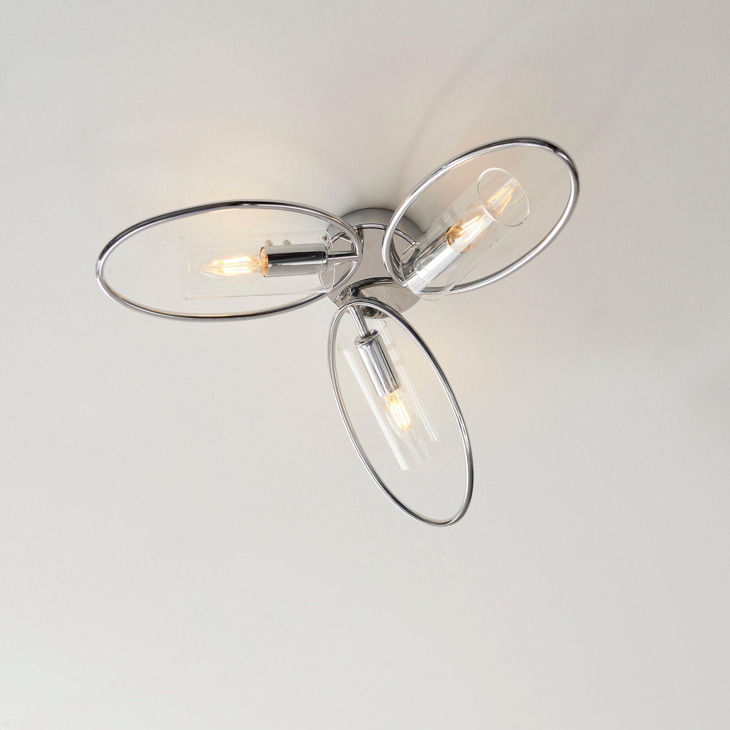 Endon Amari 3 Light Semi Flush Chrome Ceiling Light Living room Living Room Image 7