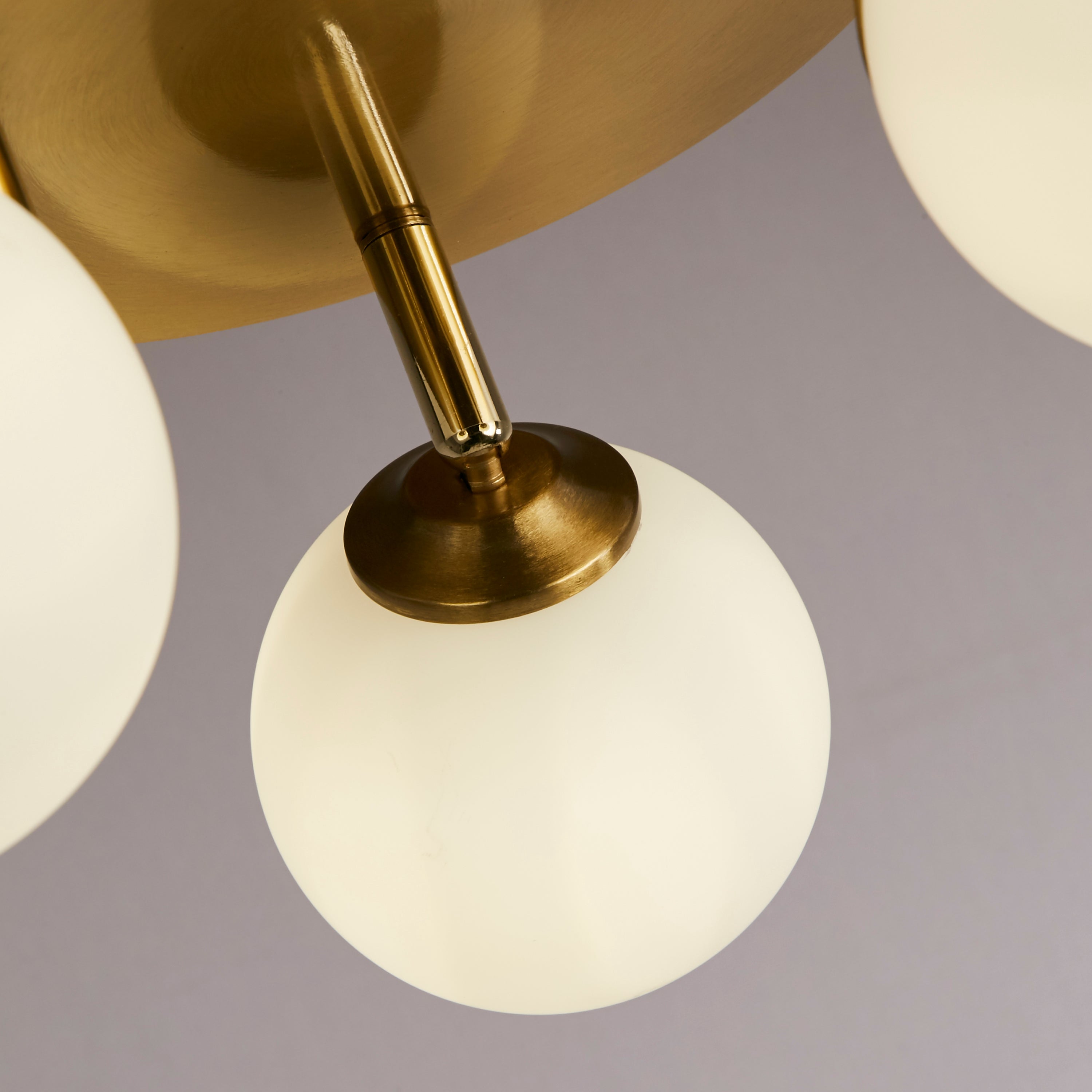 Searchlight Crosby Gold 3 Light Semi-Flush - Opal Glass Shades