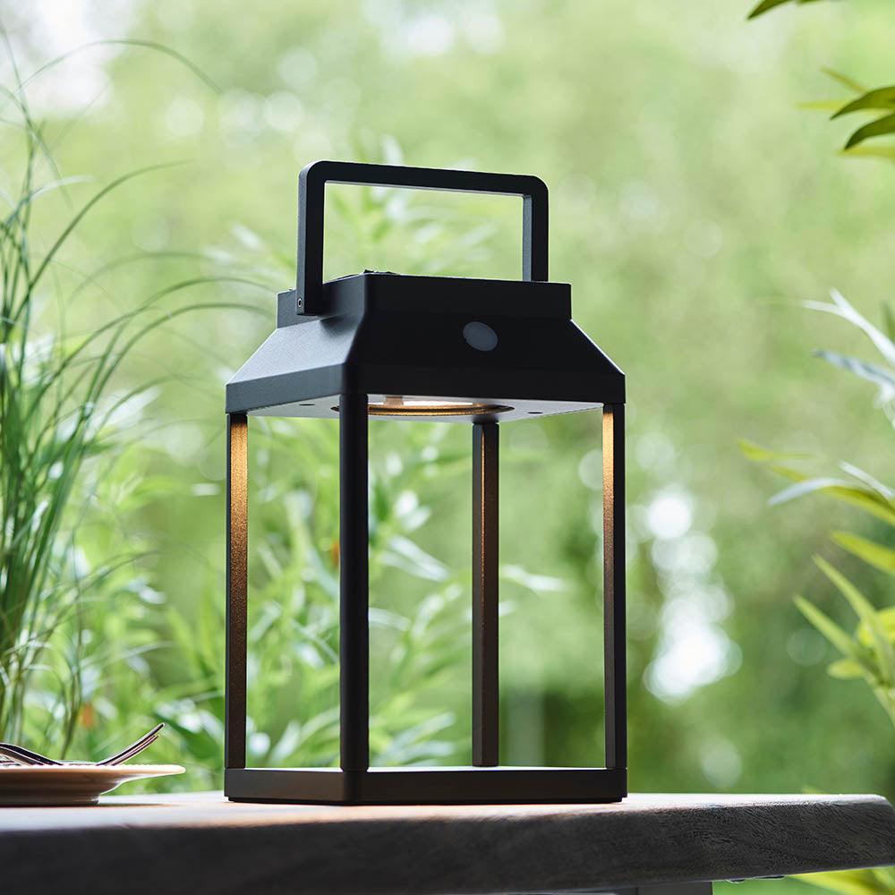 Endon Linterna 1 Light Solar Outdoor Black Table Lamp-warehouse-180926