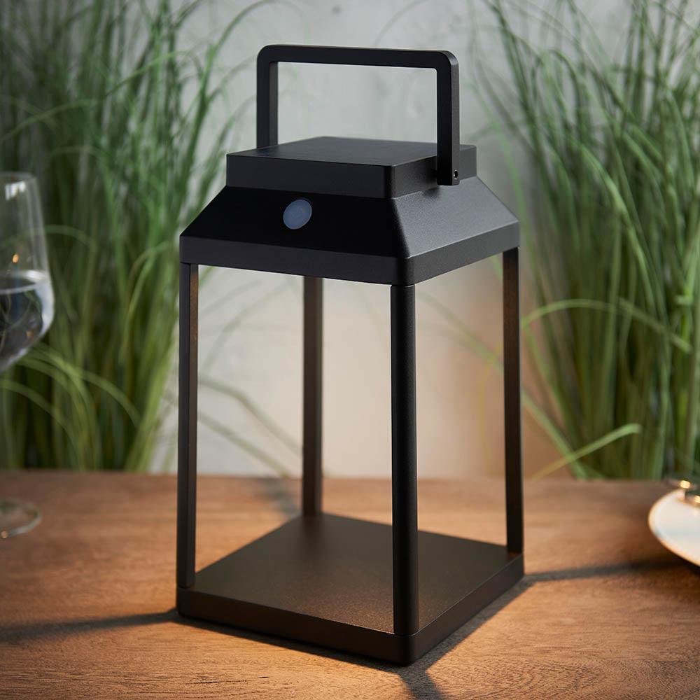Endon Linterna 1 Light Solar Outdoor Black Table Lamp-warehouse-180926