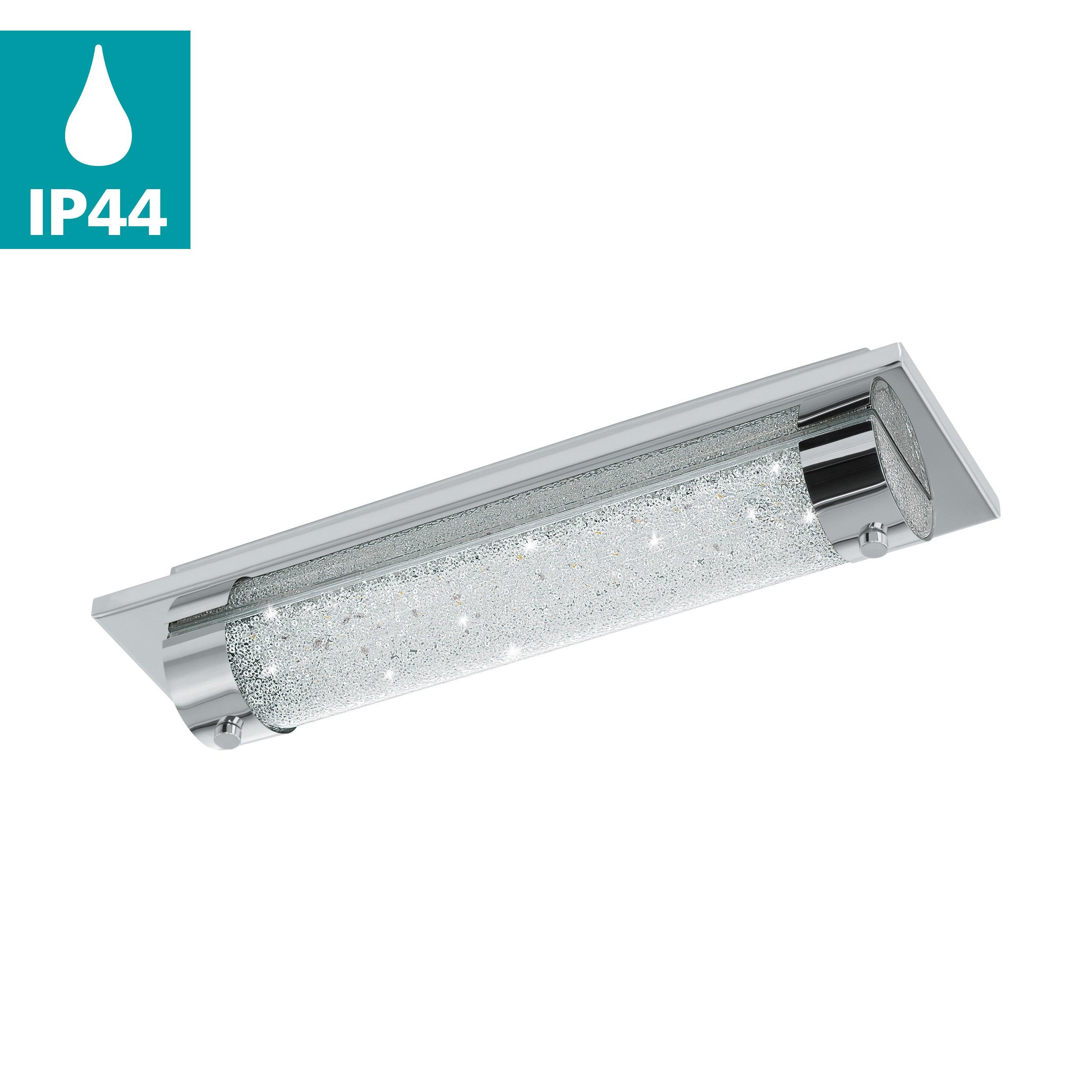 eglo tolorico ip44 chrome crystal beads flush bathroom light