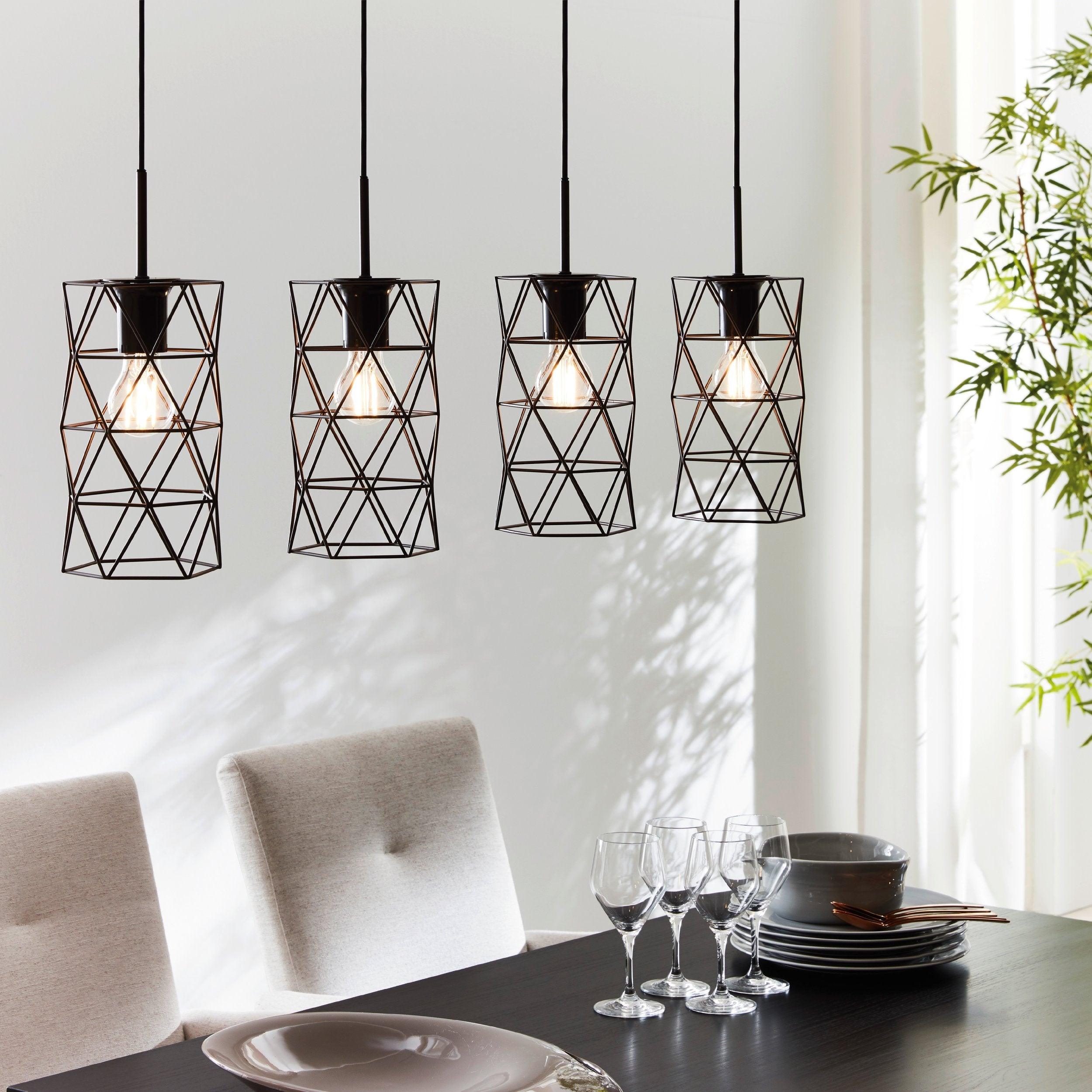 eglo estevau dark brown wire shaded bar ceiling pendant living room image