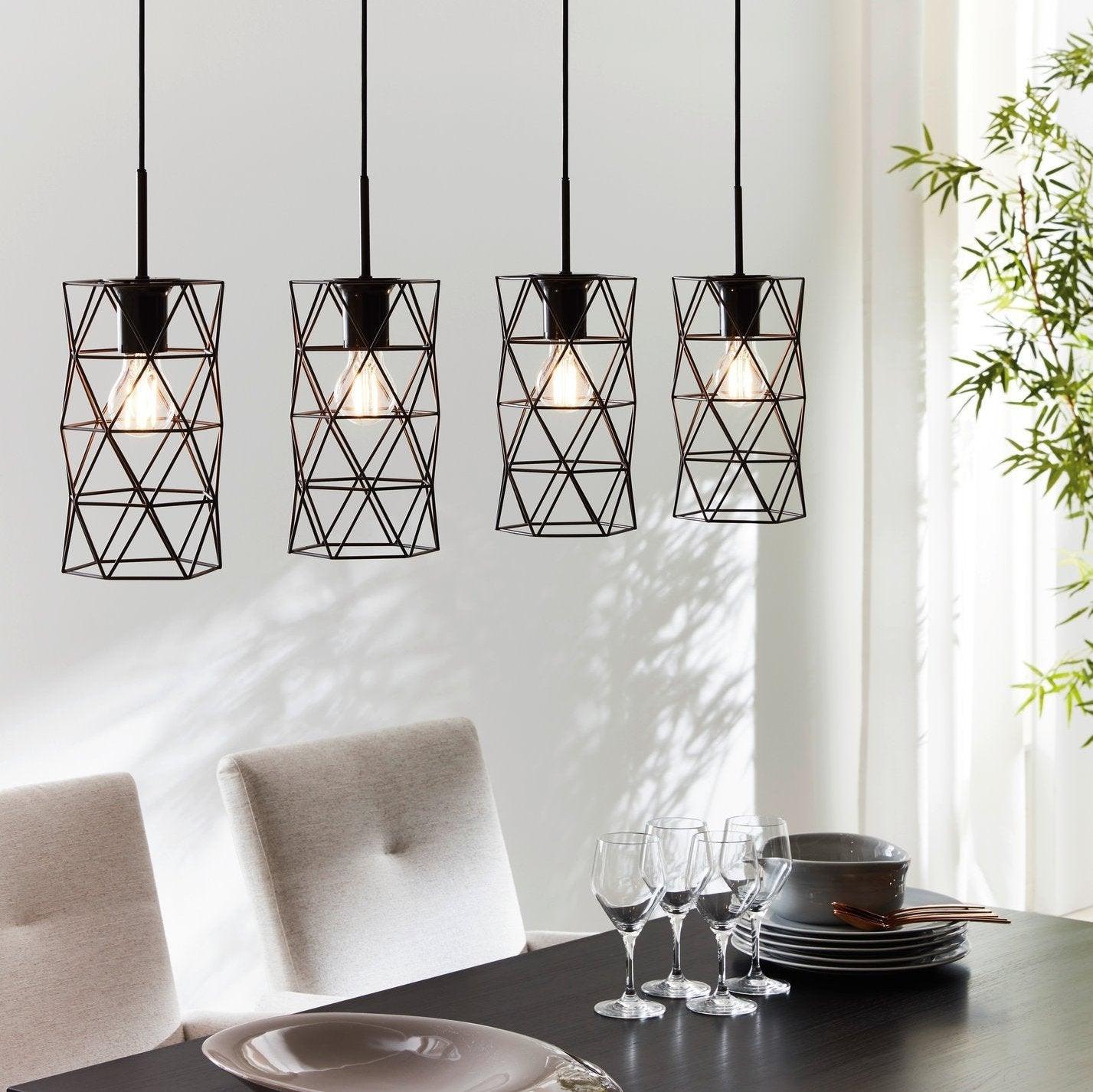 eglo estevau dark brown wire shaded bar ceiling pendant