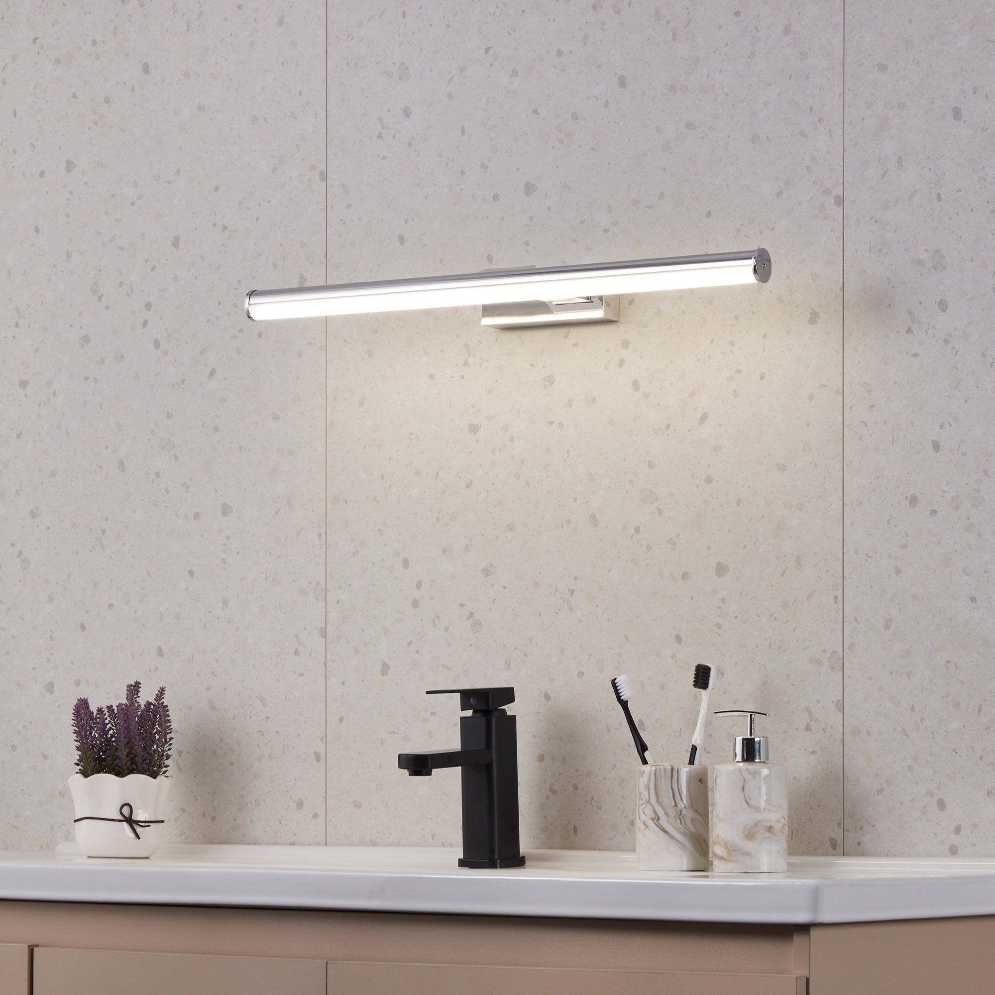 eglo vadumi ip44 chrome led bathroom wall light 60cm