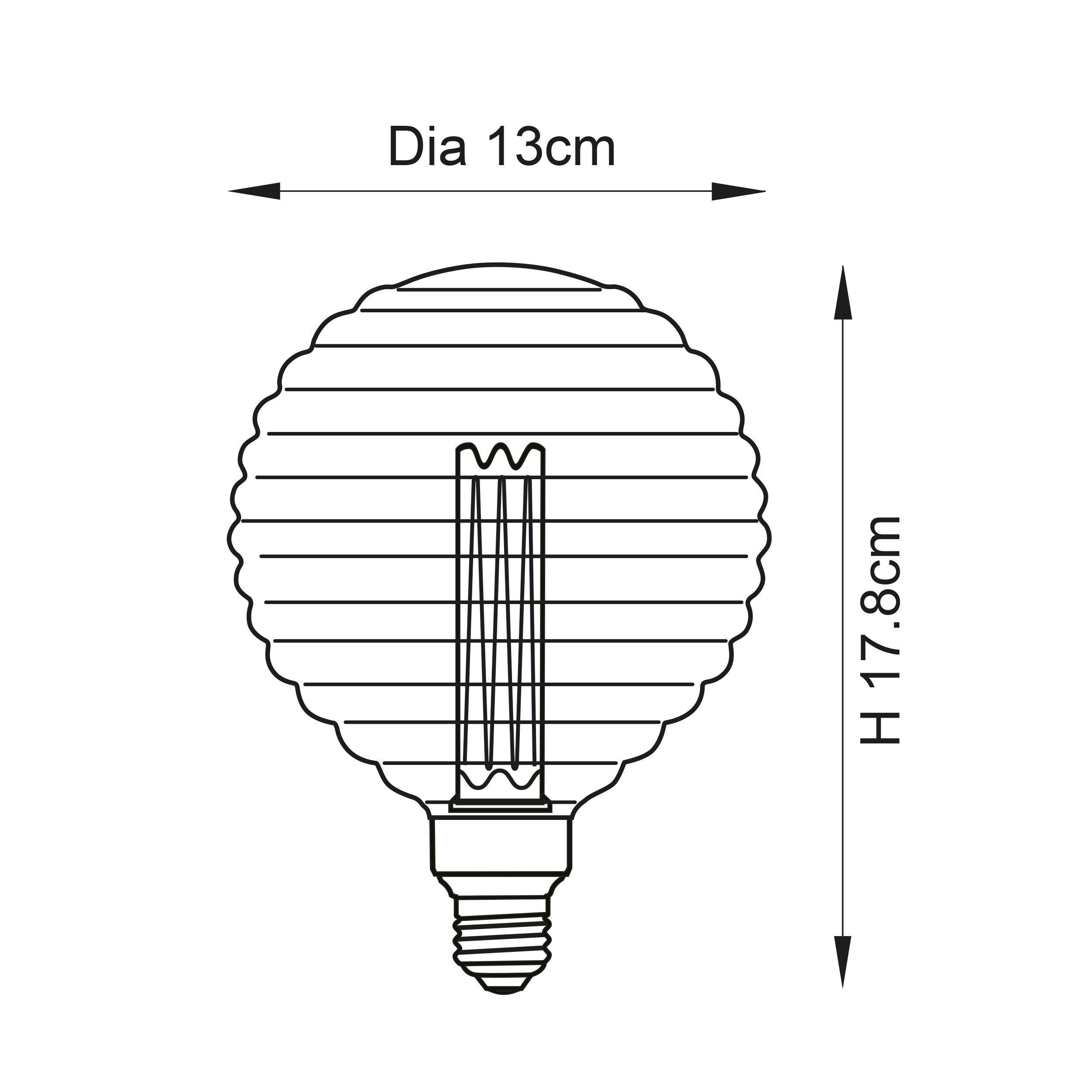 beehive e27 amber tinted ribbed 2 5w led light bulb close fitting image