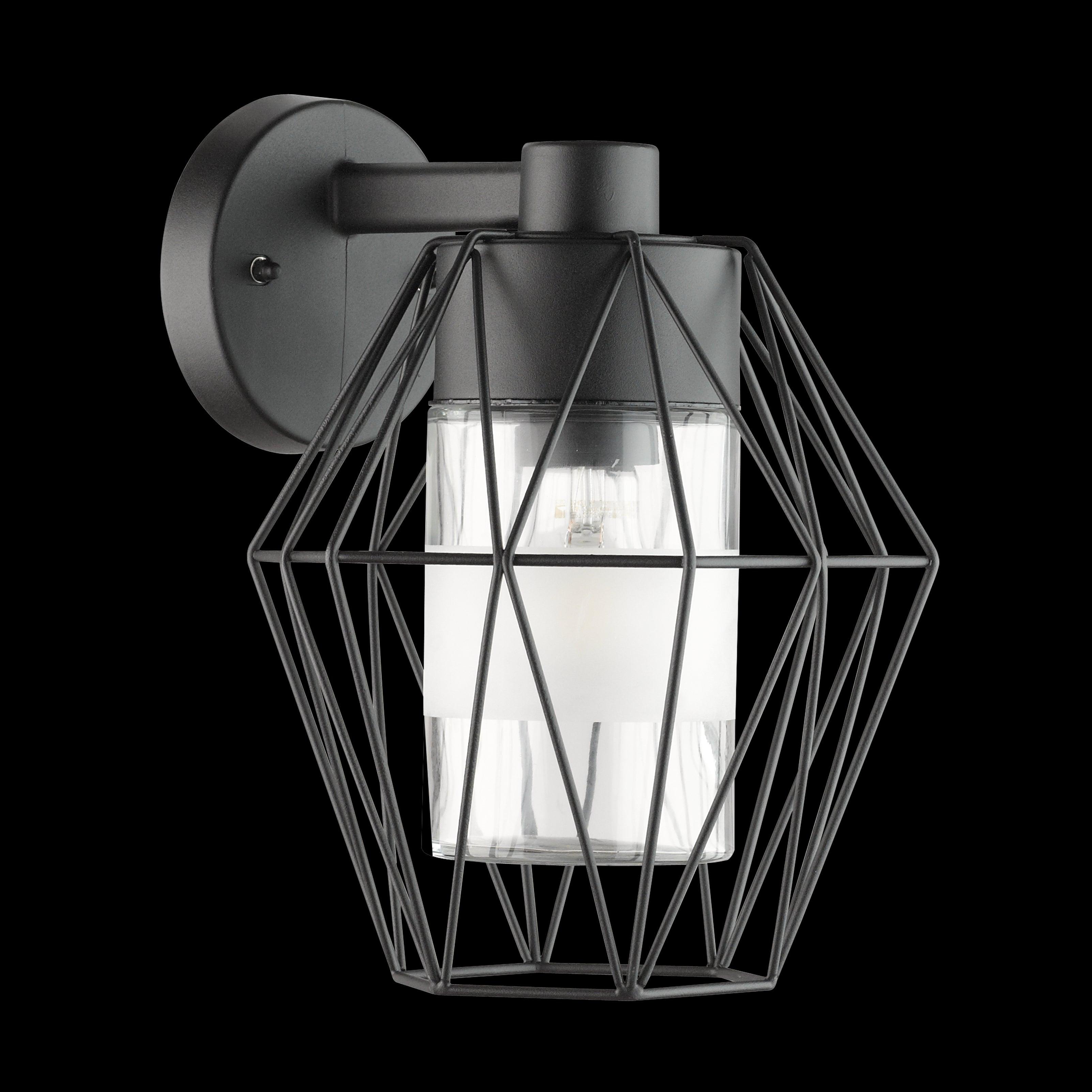 eglo canove black lantern style metal wire outdoor wall light ip55 living room image