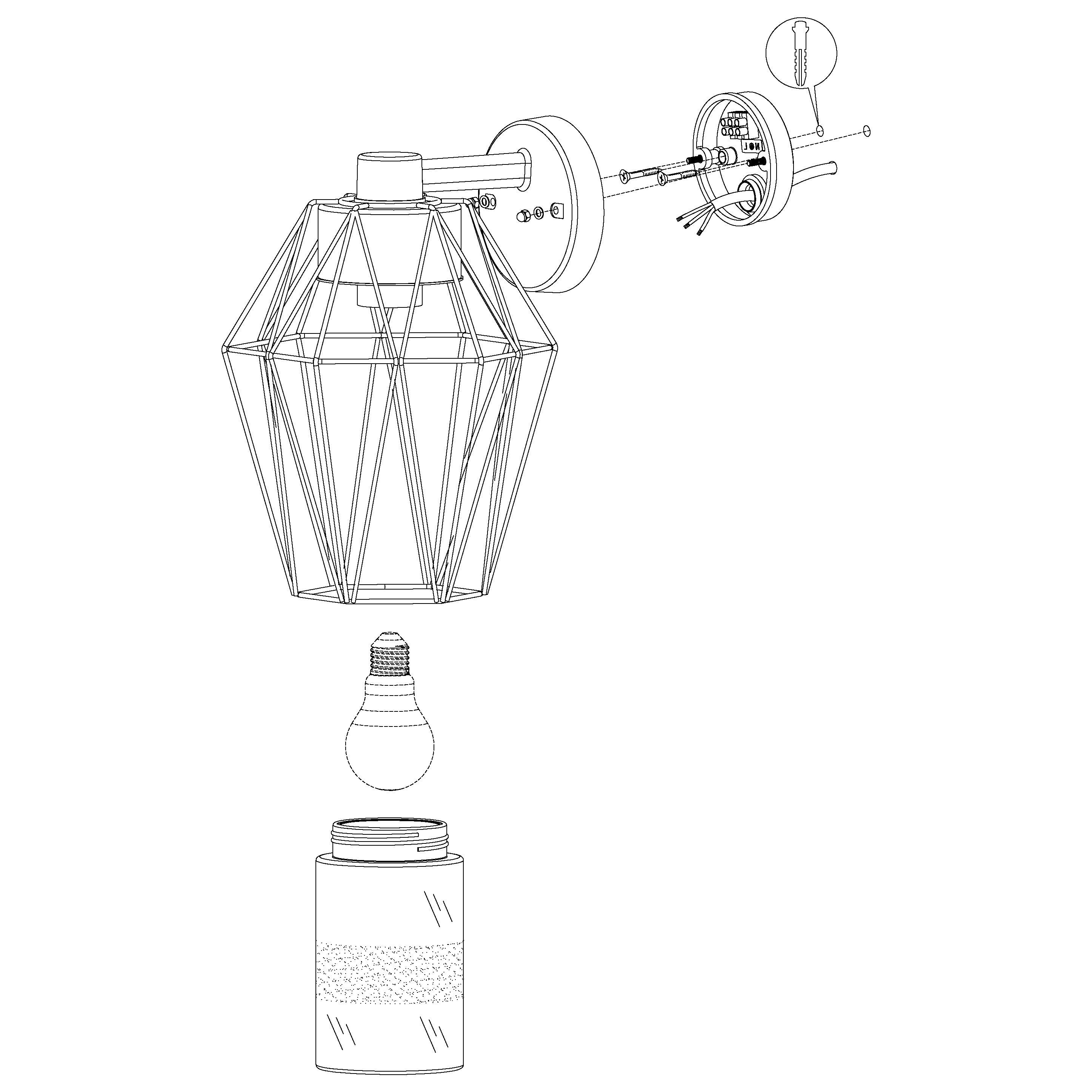 eglo canove black lantern style metal wire outdoor wall light ip55 Kitchen Lighting Close Up