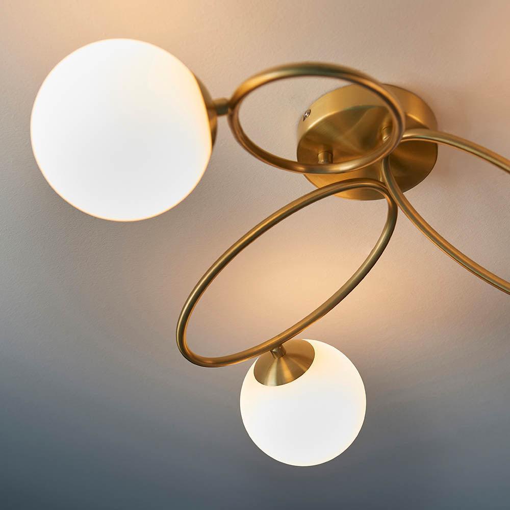 Endon Ellipse 3 Light Brass Finish Semi Flush Ceiling Light-warehouse-180926