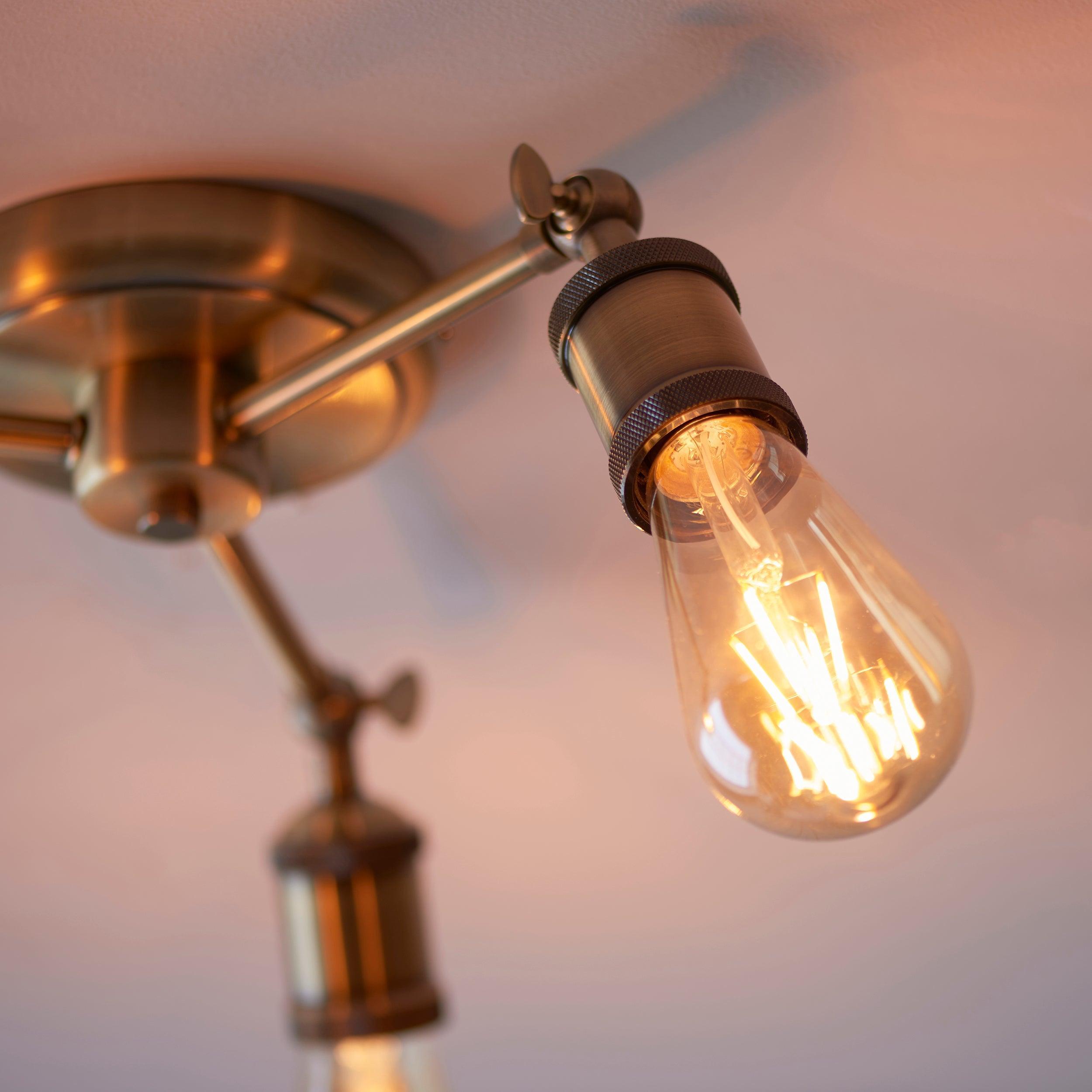 Endon Hal 3 Light Brass Finish Semi Flush Ceiling Light Living Room Image 9