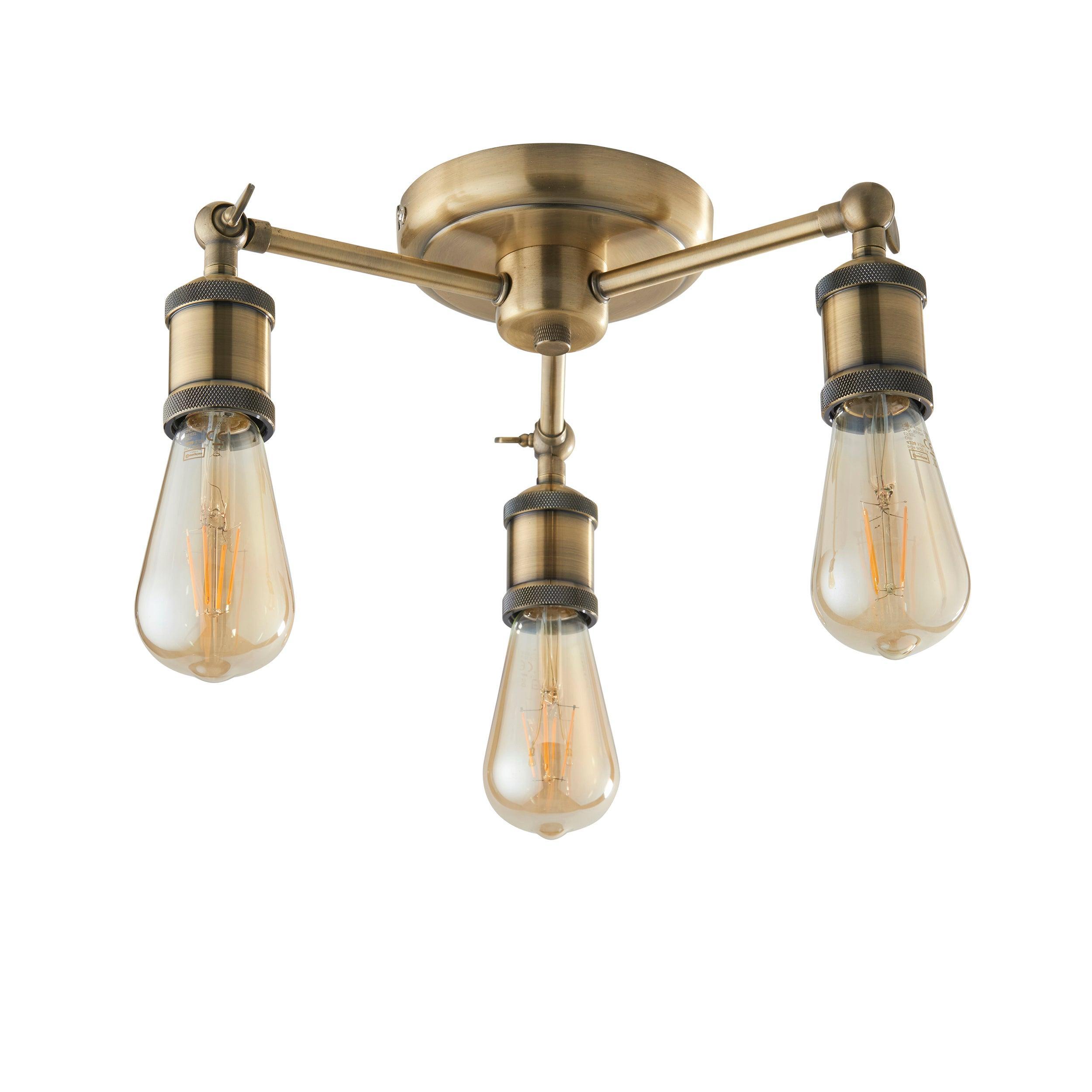 Endon Hal 3 Light Brass Finish Semi Flush Ceiling Light Living Room Image 10