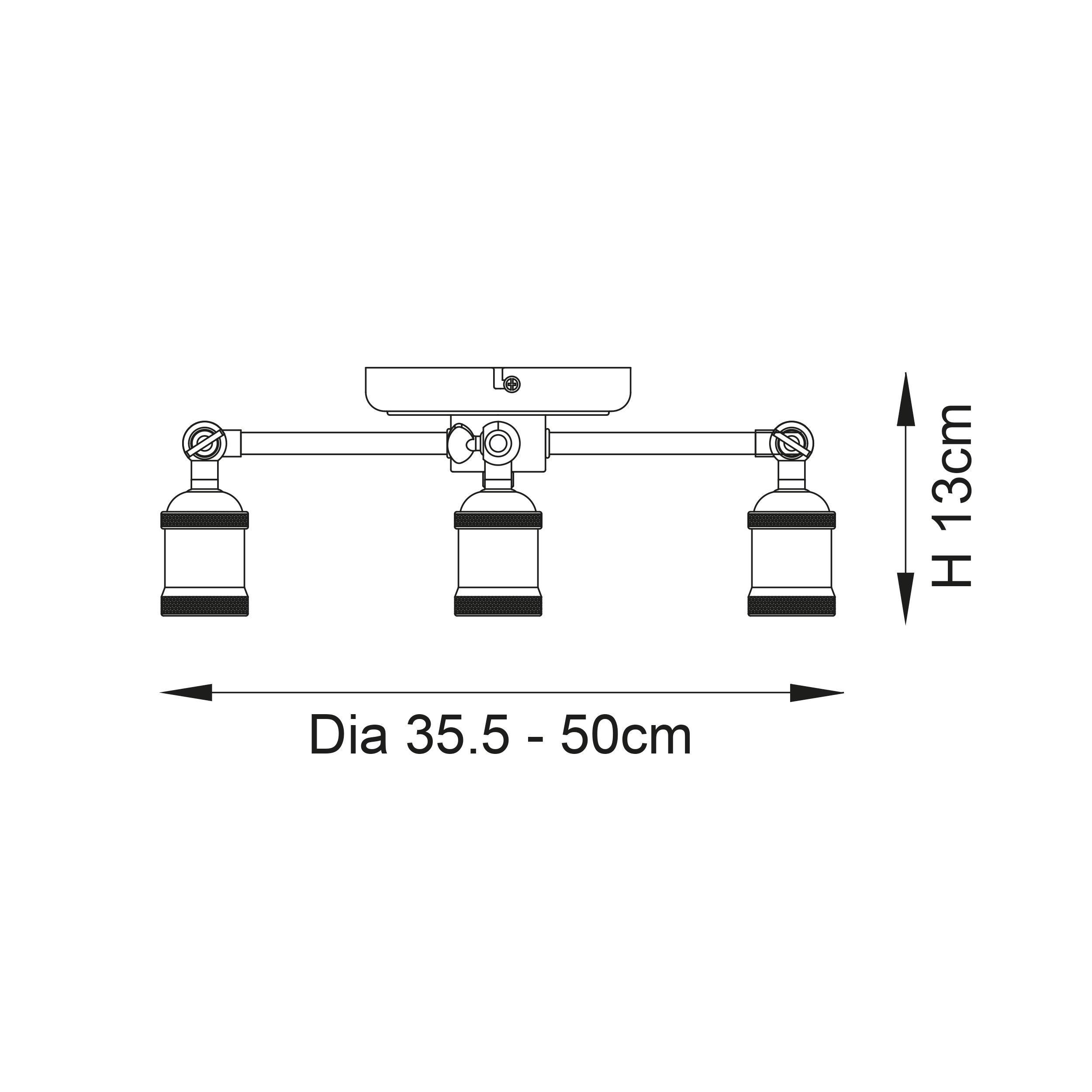Endon Hal 3 Light Brass Finish Semi Flush Ceiling Light Living Room Image 5