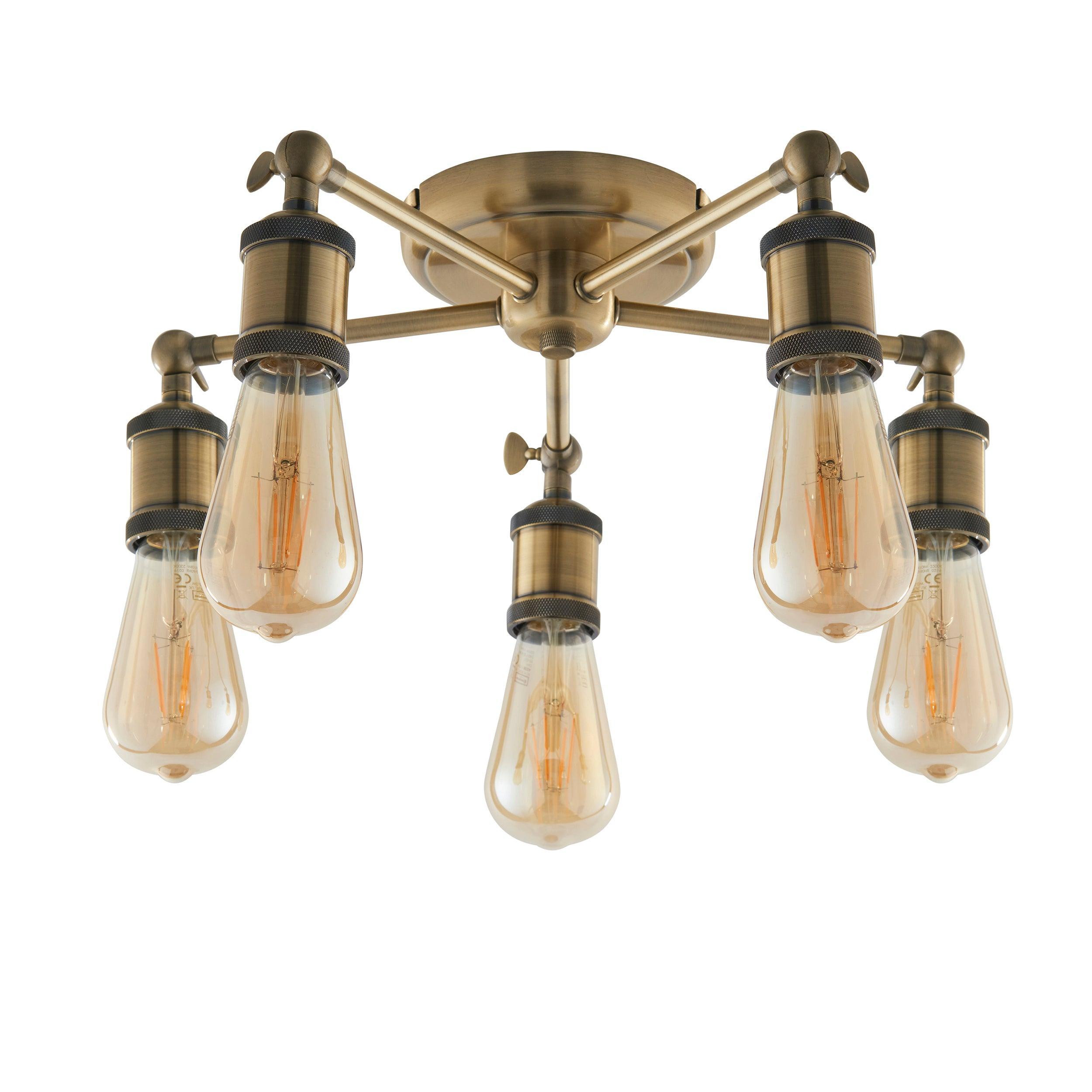 Endon Hal 5 Light Brass Finish Semi Flush Ceiling Light Living room Living Room Image 13