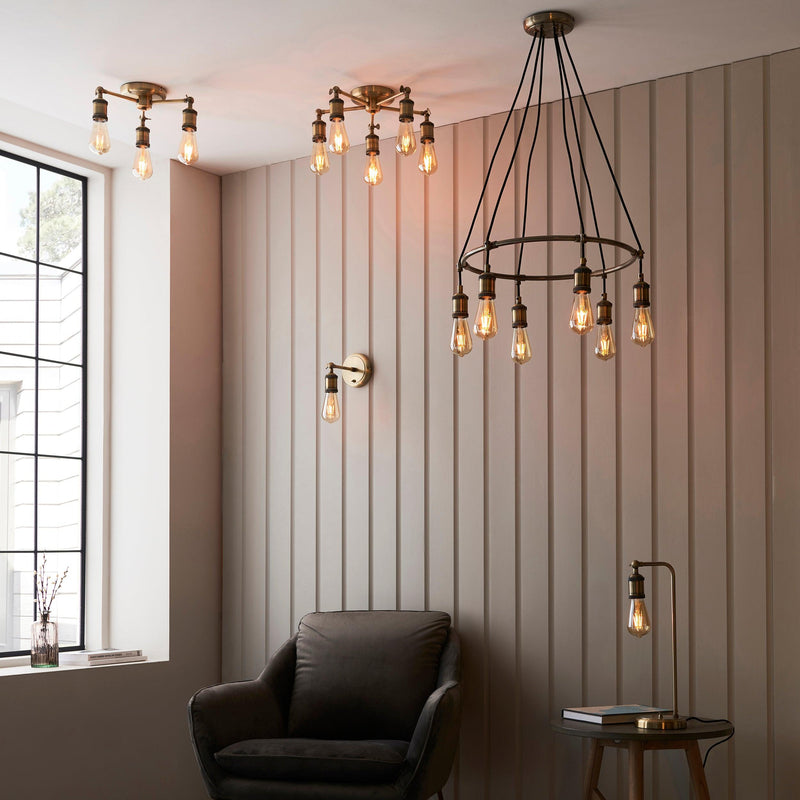 Endon Hal 1 Light Brass Finish Table Lamp-Endon Lighting-Living-Room-Tiffany Lighting Direct-[image-position]