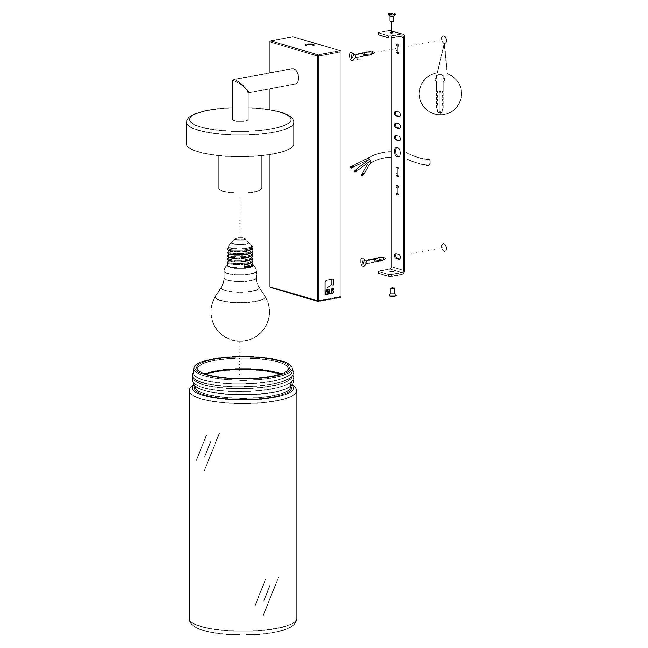 eglo bovolone ip44 black outdoor wall light glass shade Kitchen Lighting Close Up