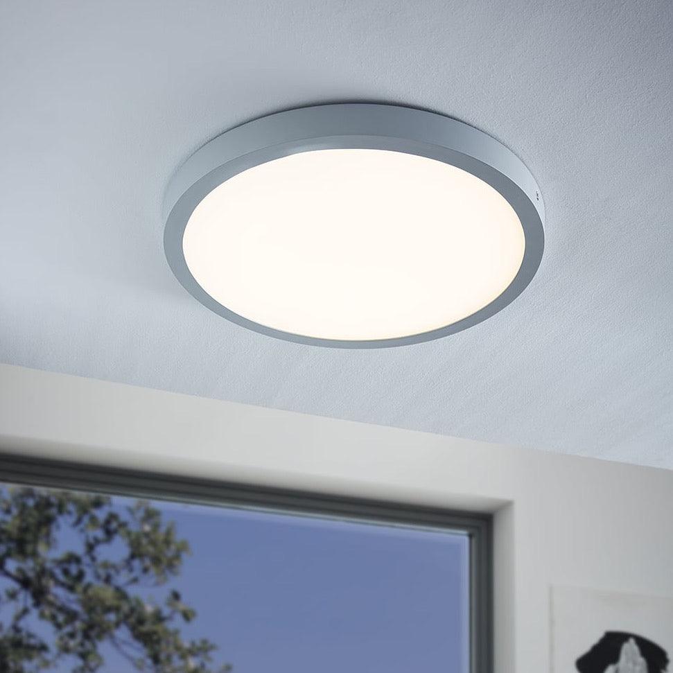 eglo fueva 1 led round silver flush ceiling light
