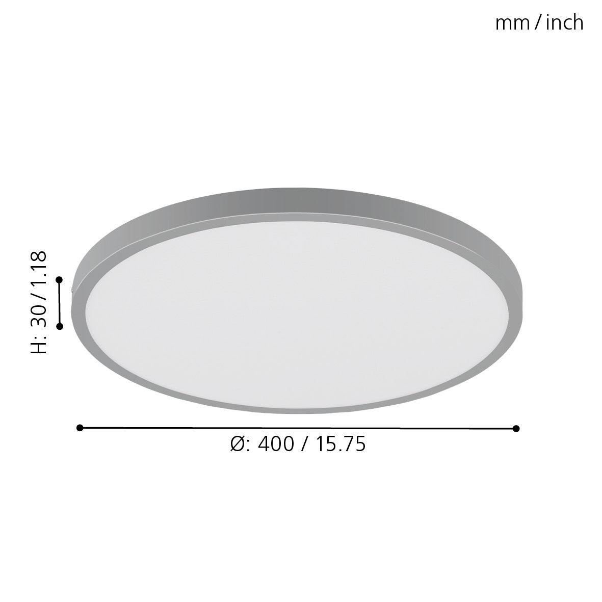 eglo fueva 1 led silver flush ceiling light 40cm living room close up