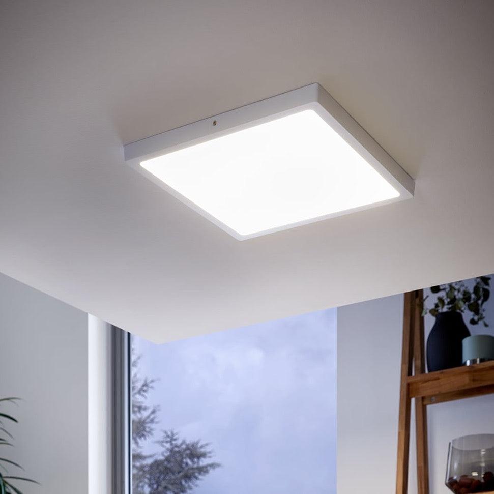 eglo fueva 1 led white square flush ceiling light 30cm
